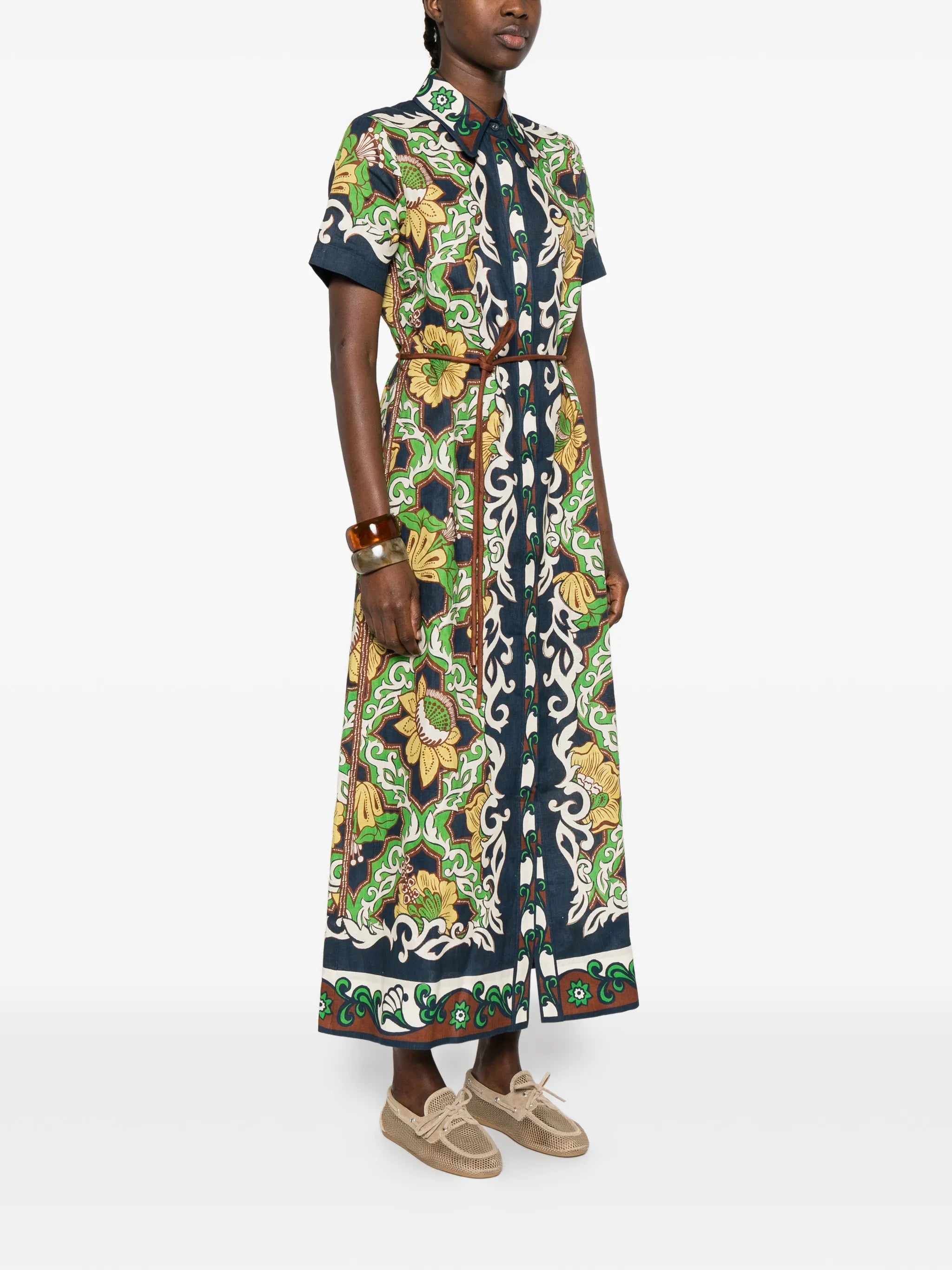 Liana floral-print shirt midi dress