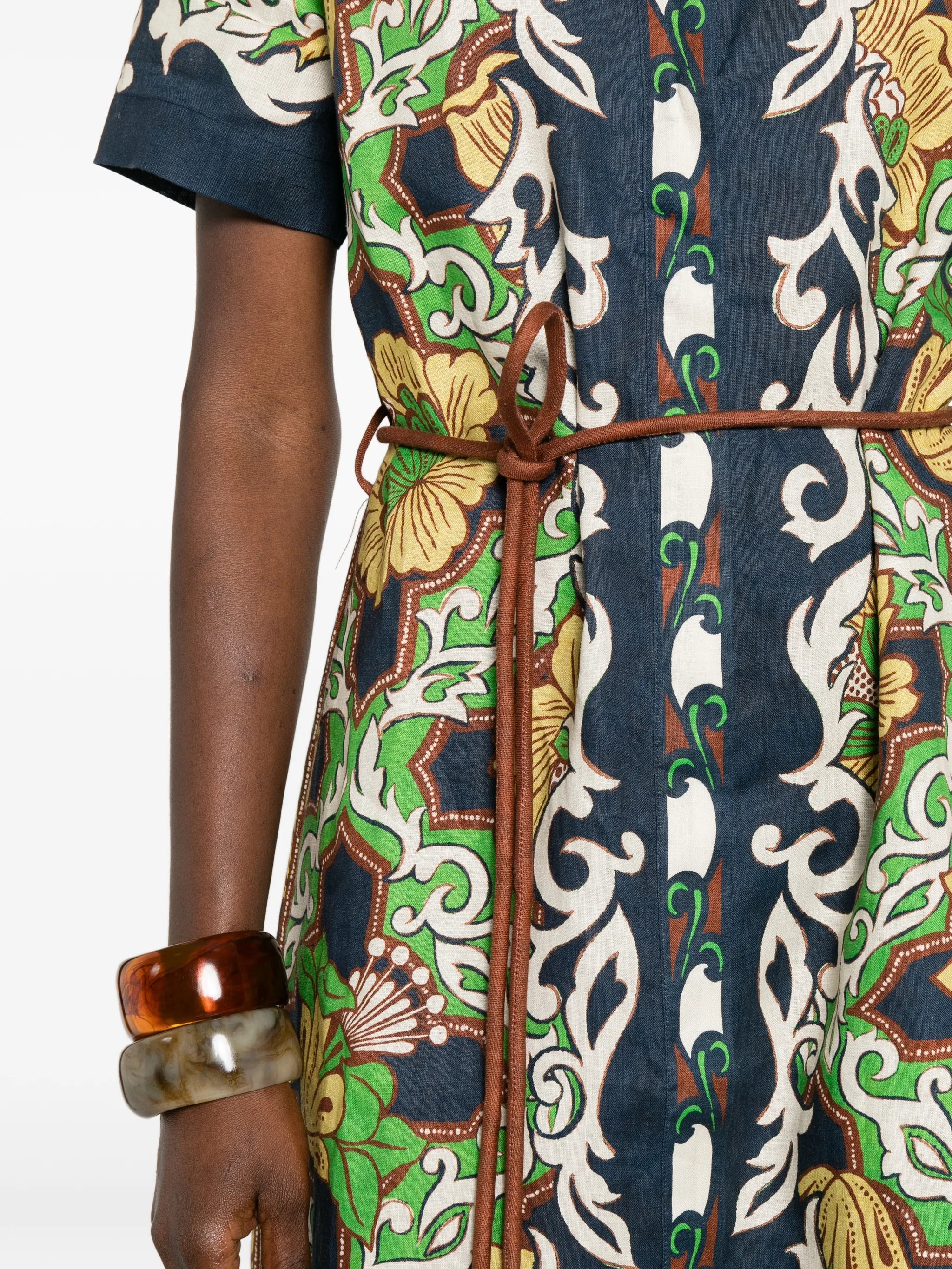 Liana floral-print shirt midi dress