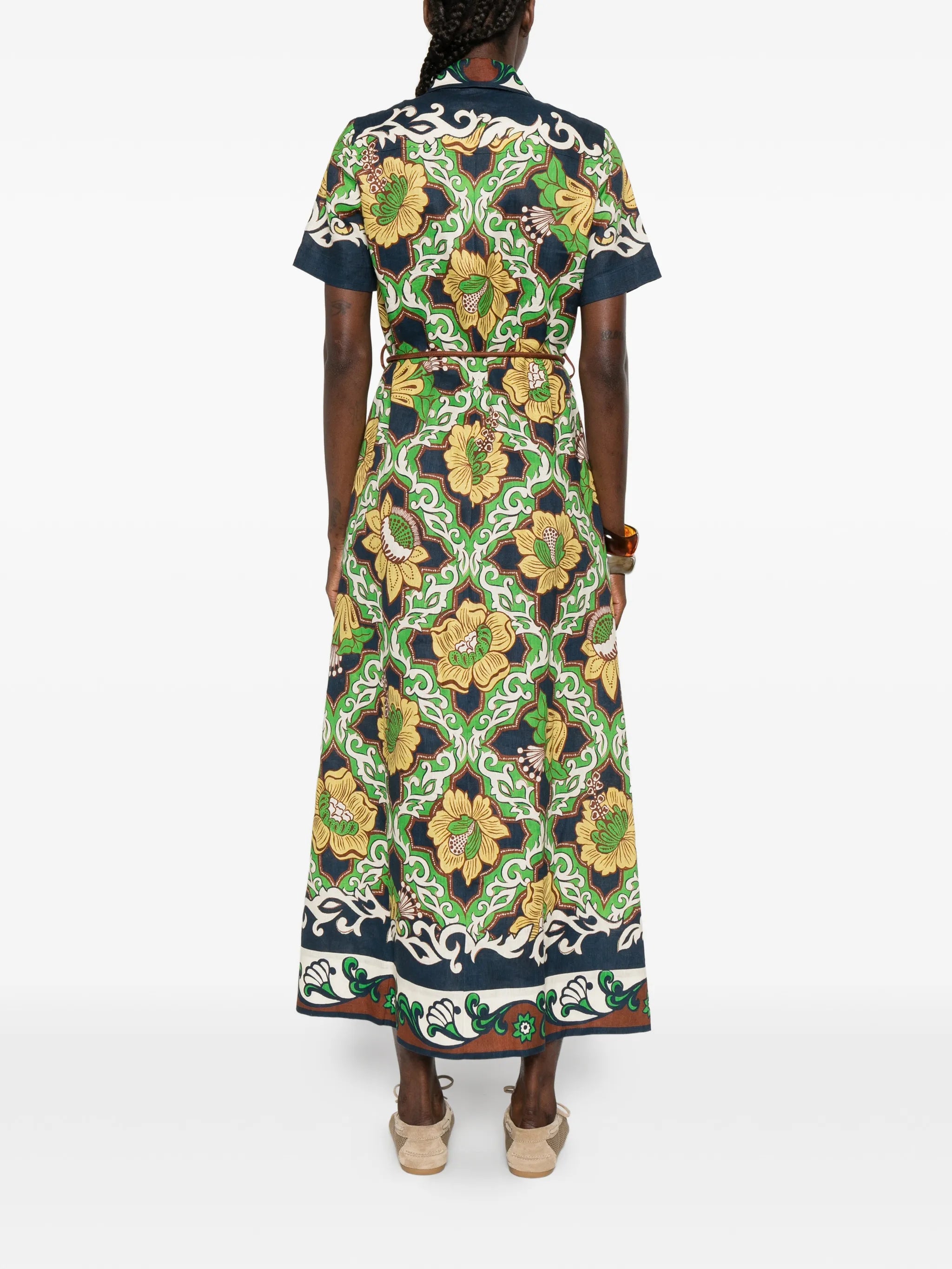 Liana floral-print shirt midi dress