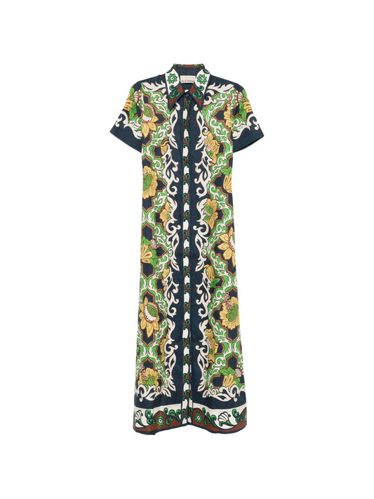Liana floral-print shirt midi dress