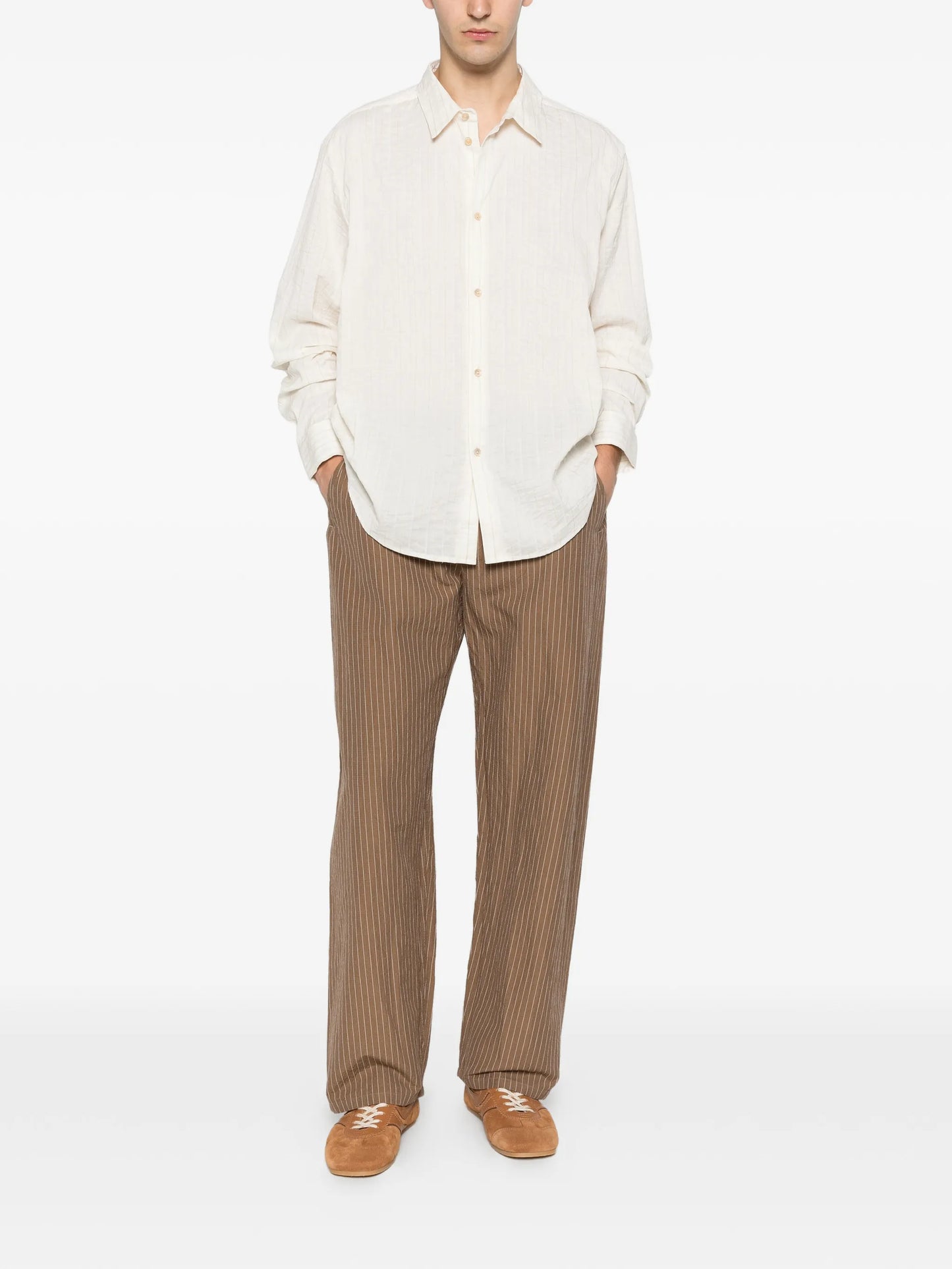 Samurai stripe drawstring trousers