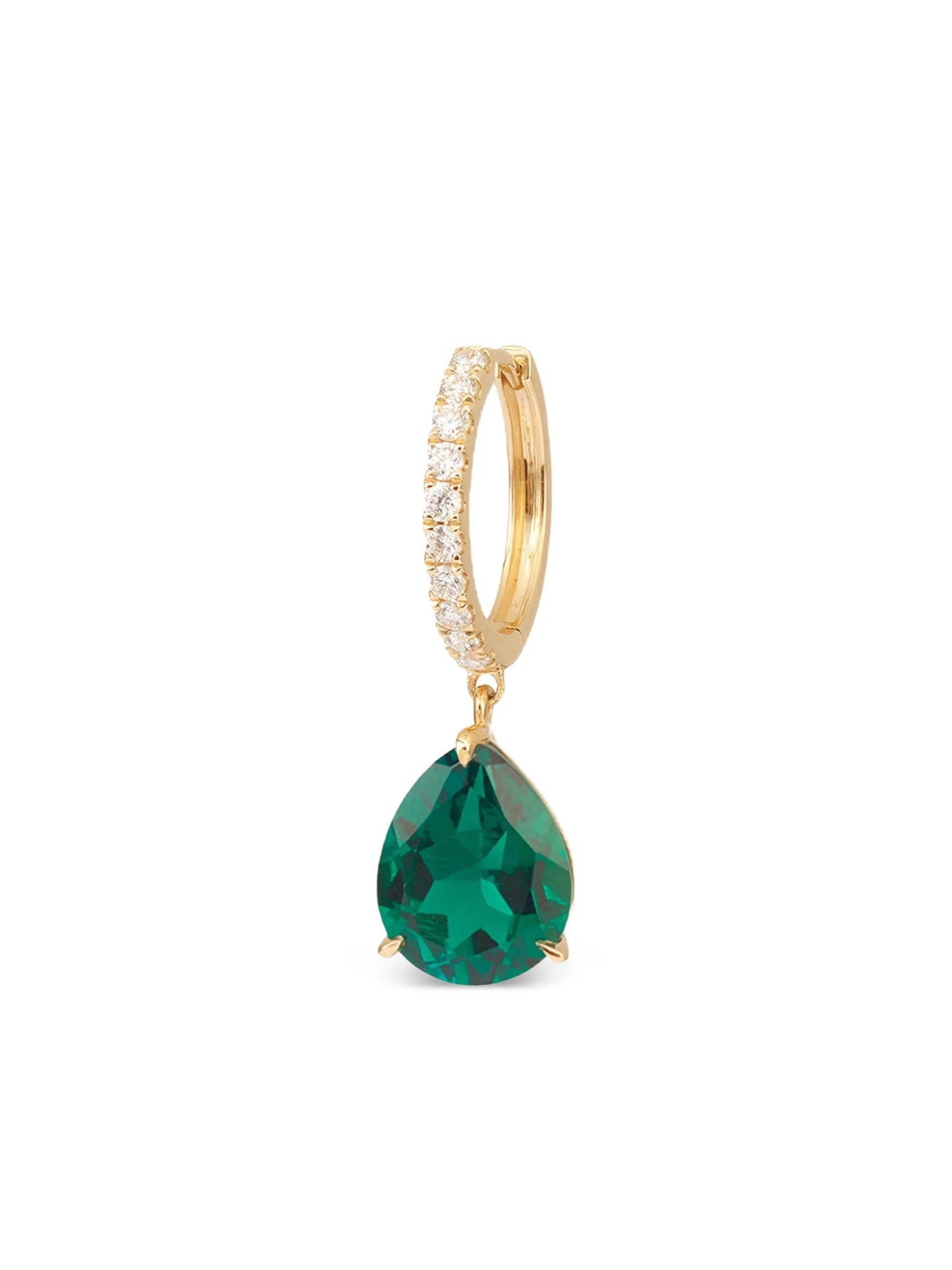18CT yellow gold Iris emerald and diamond single earring