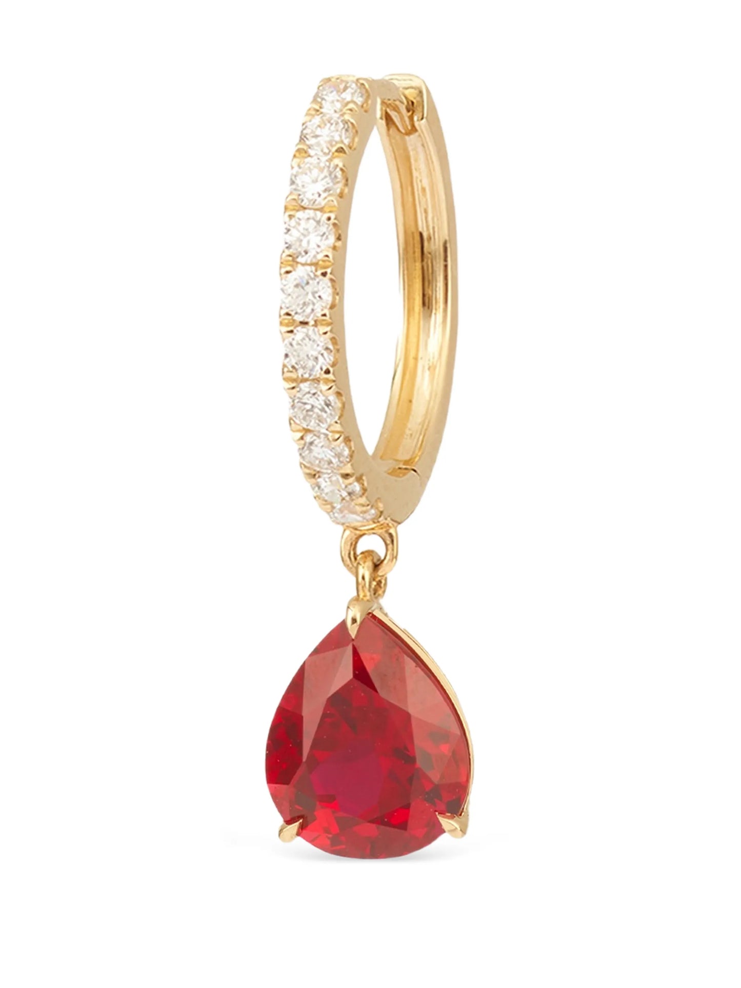 18CT yellow gold Iris ruby and diamond single earring
