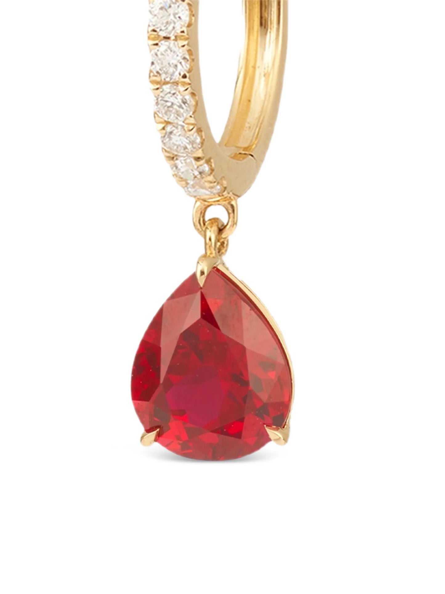 18K yellow gold Iris ruby and diamond single earring