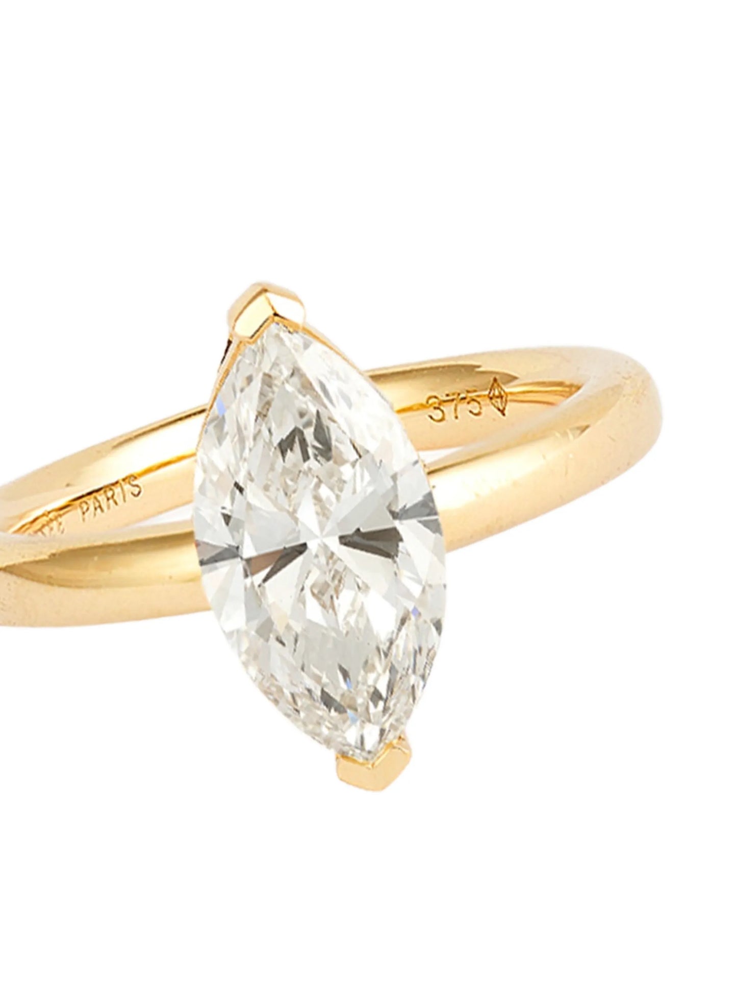 9K yellow gold Marquise diamond ring