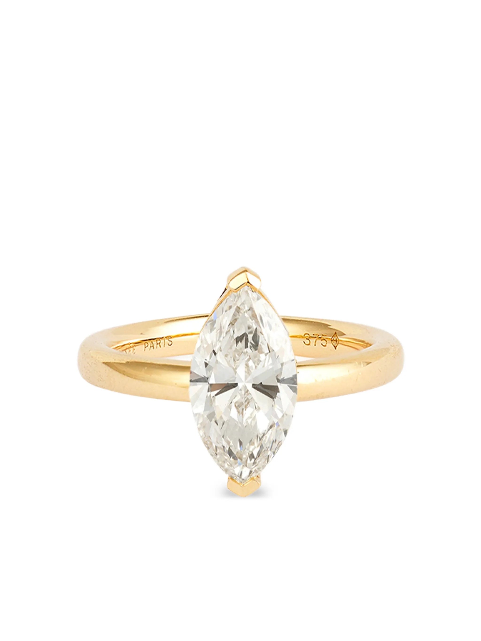 9K yellow gold Marquise diamond ring