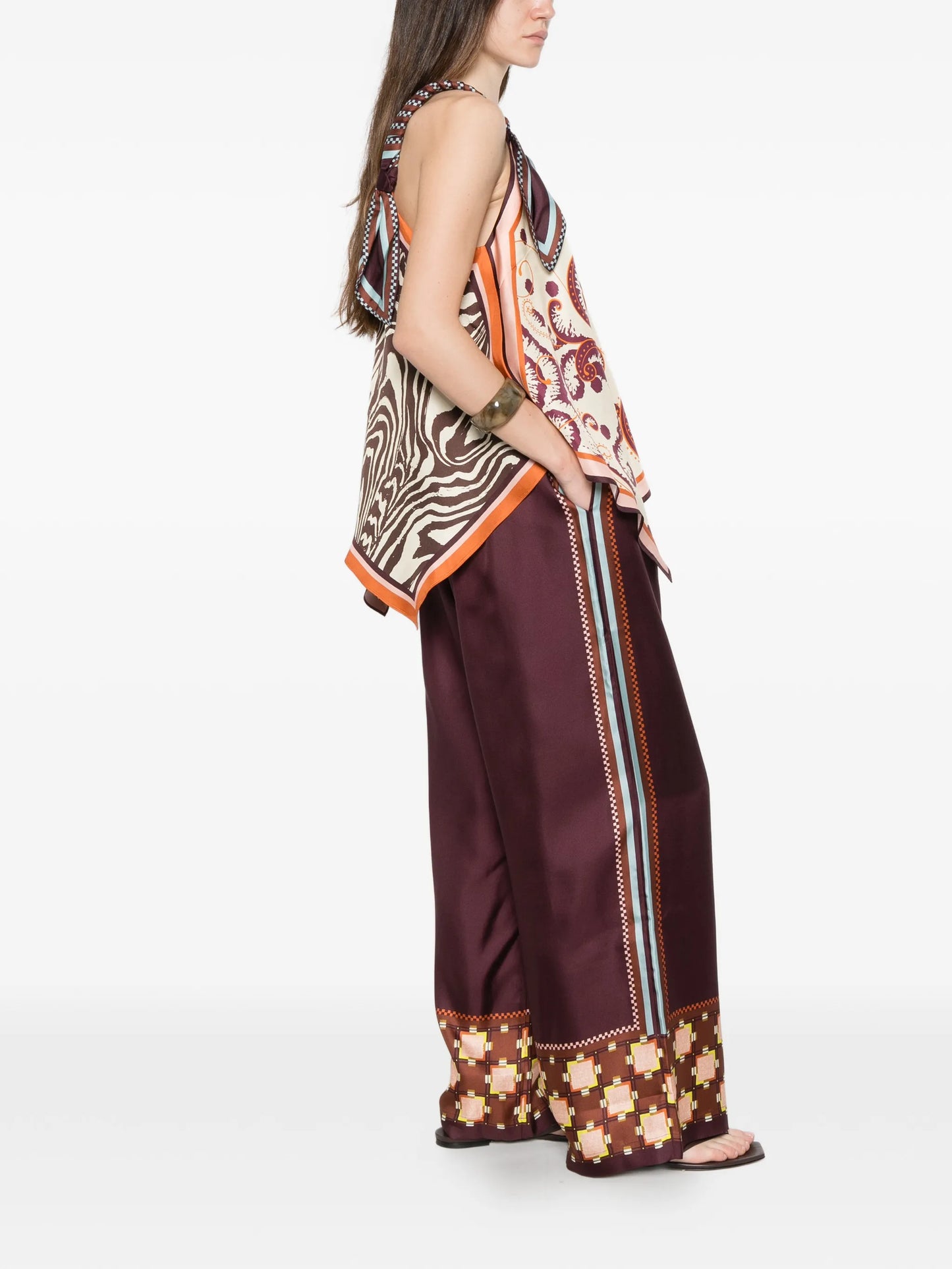 Wilson mixed-print handkerchief-hem top