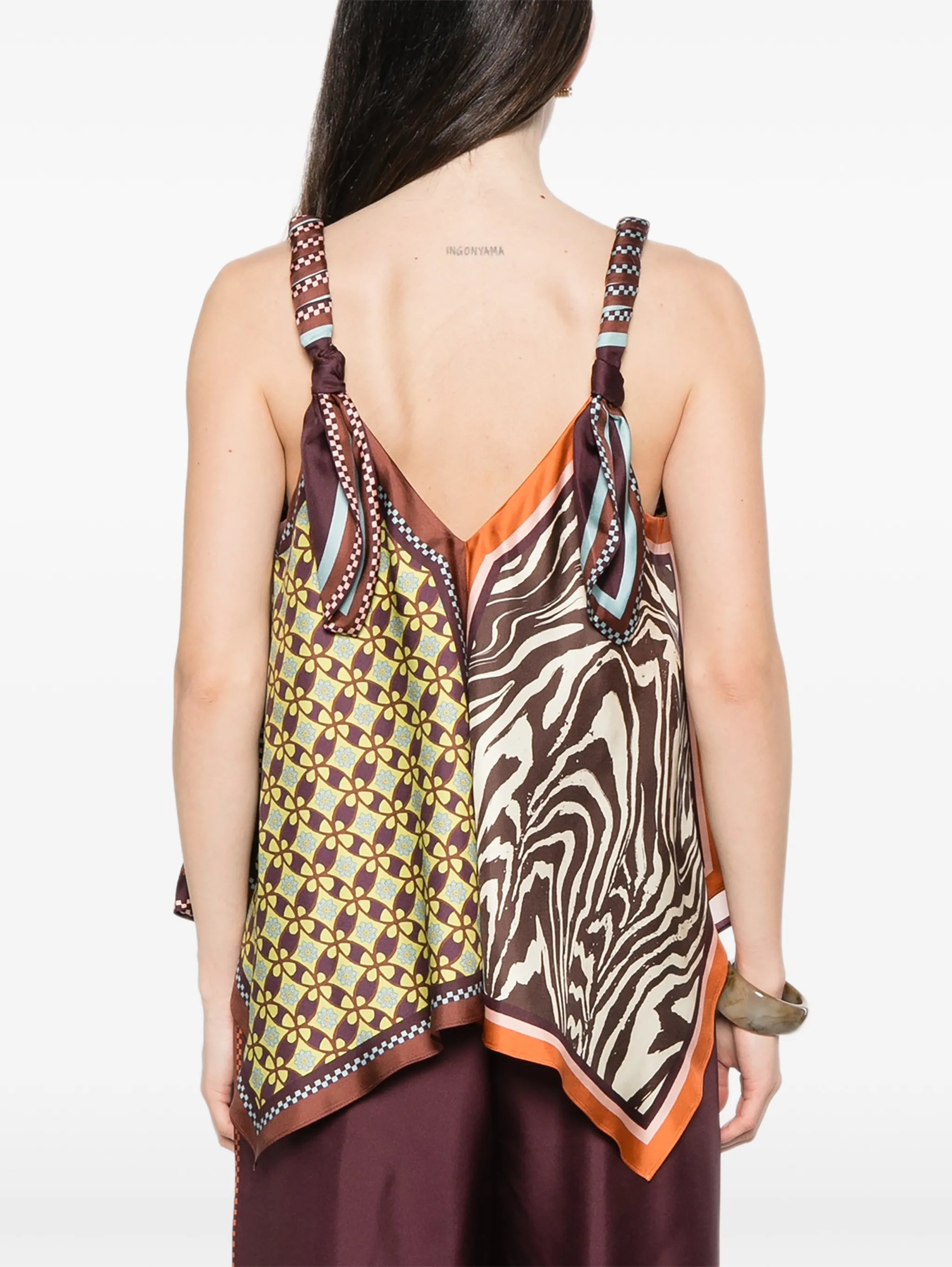 Wilson mixed-print handkerchief-hem top