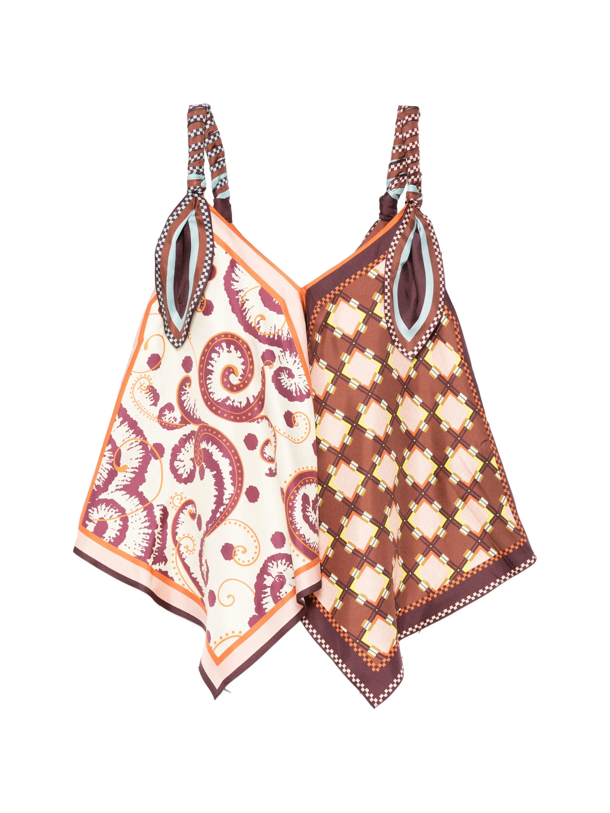 Wilson mixed-print handkerchief-hem top