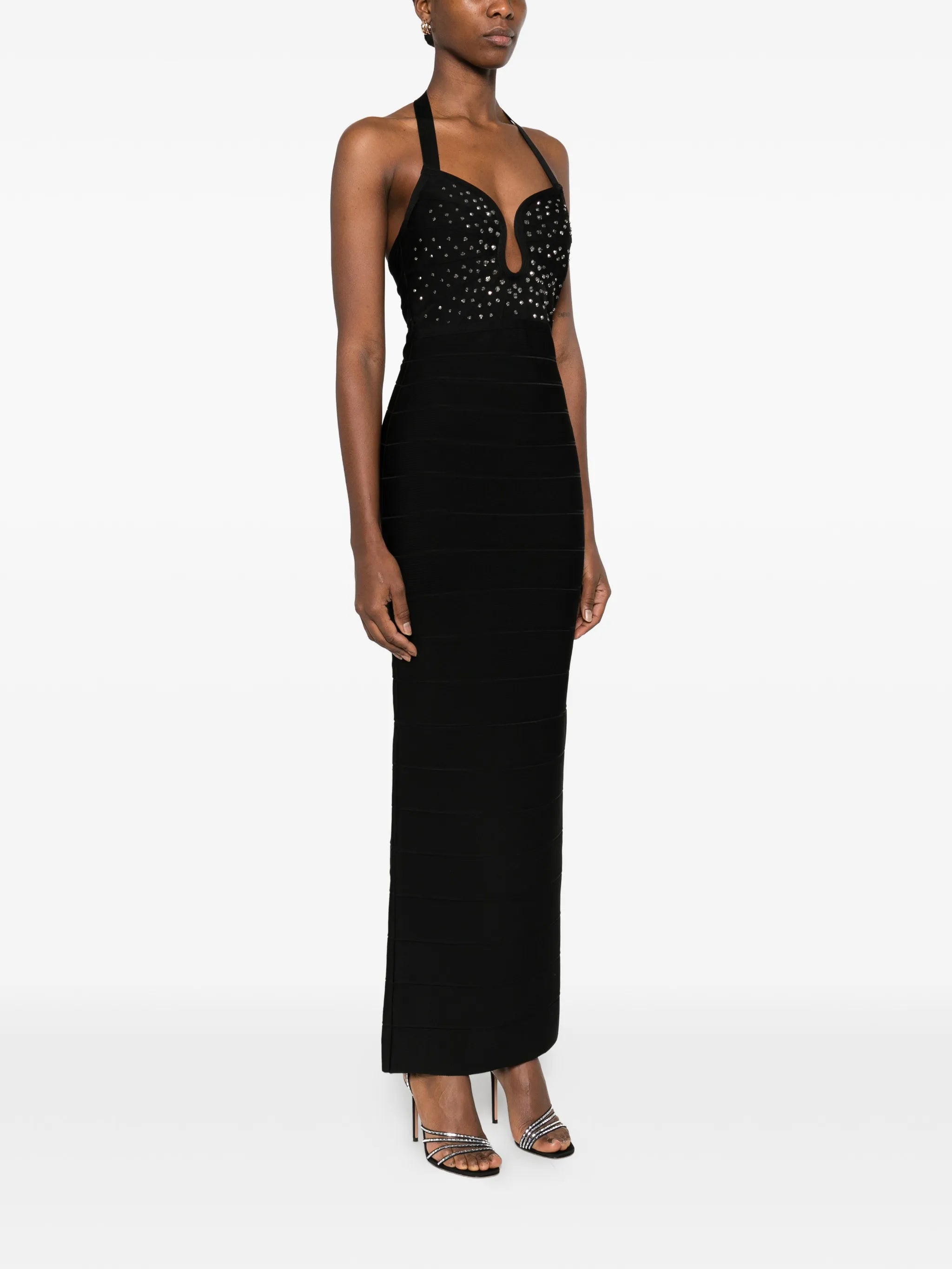 Reina Gown embellished halter-neck midi dress