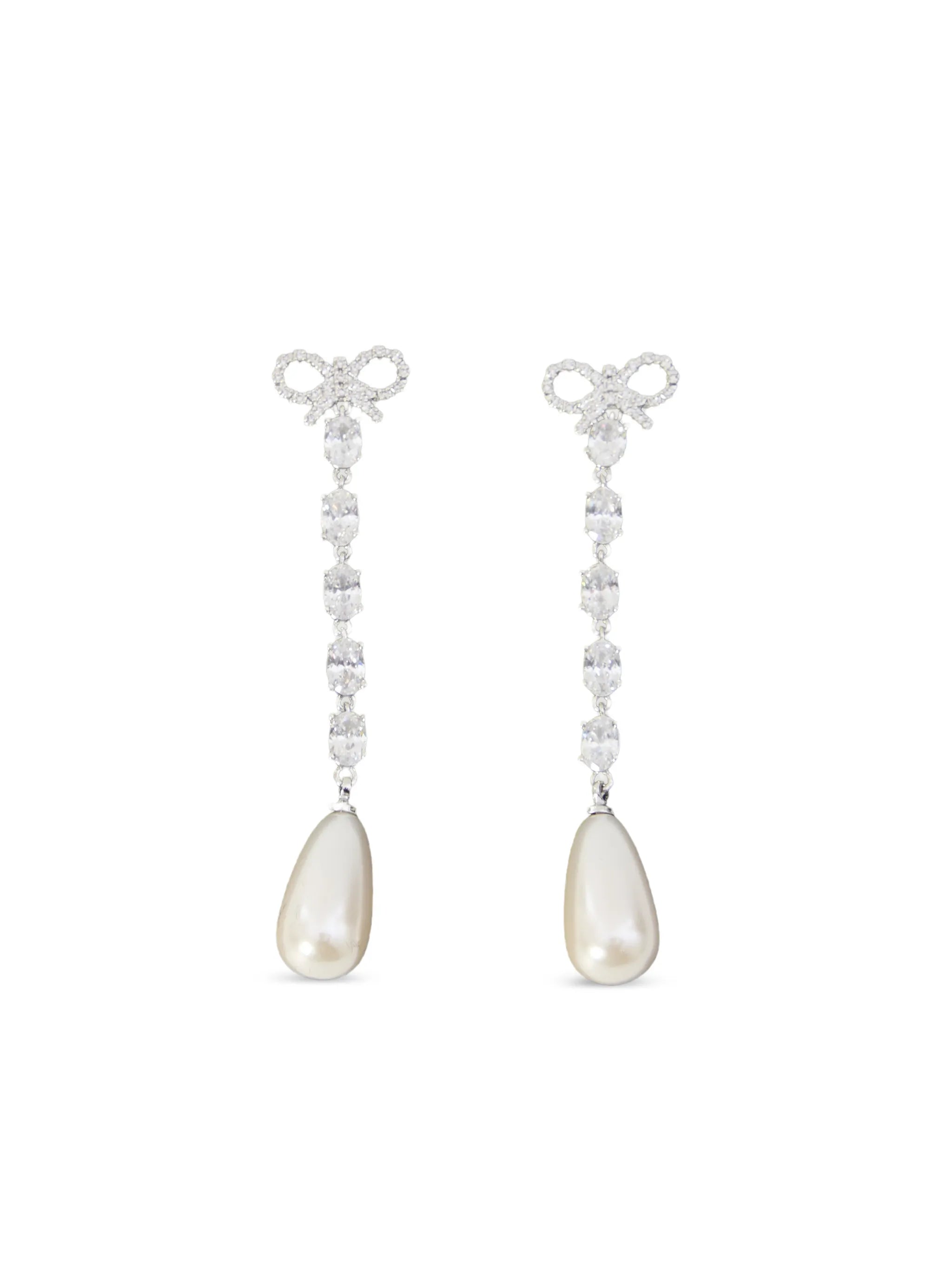 bow-detail faux-pearl drop earrings