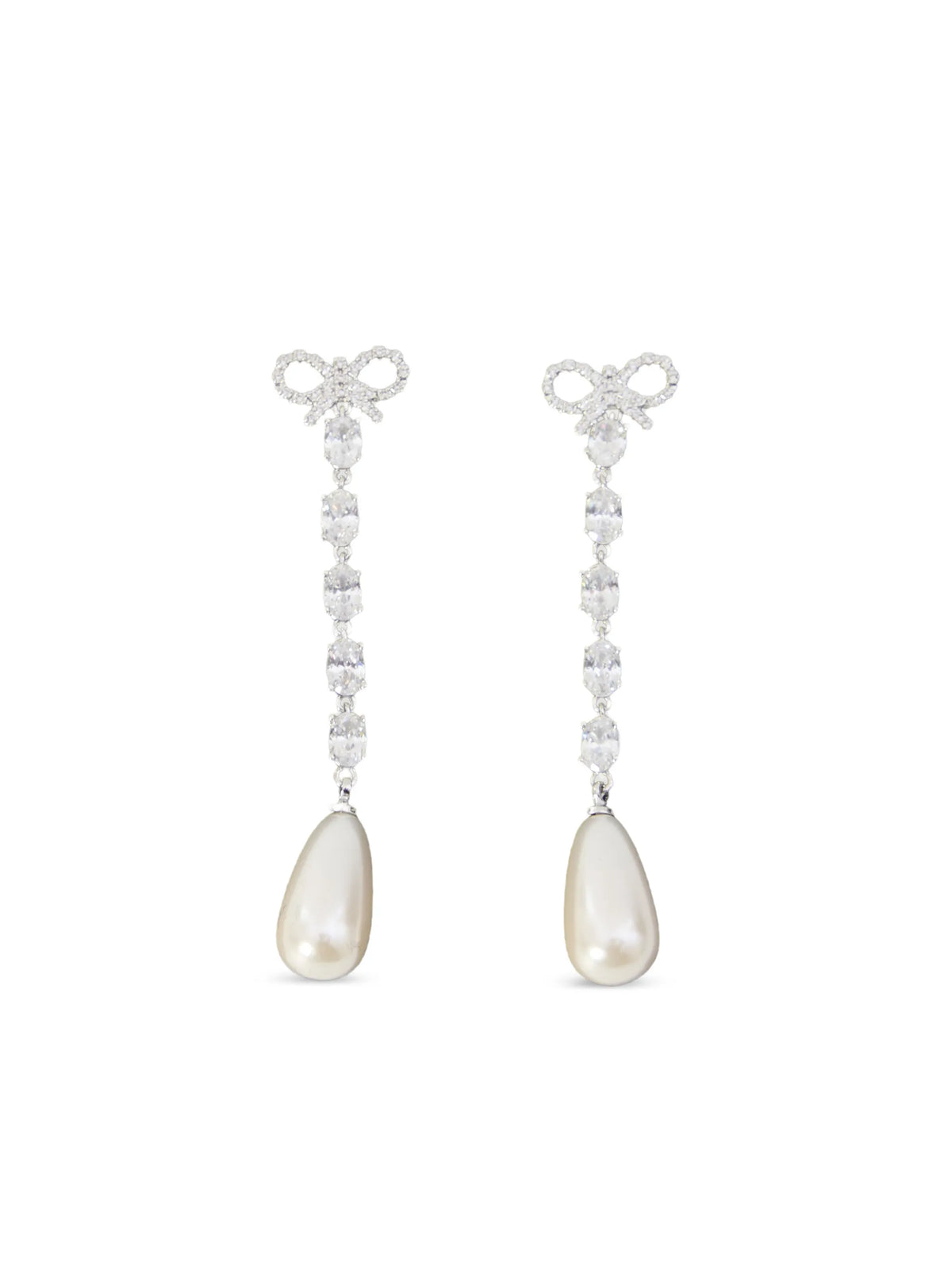 bow-detail faux-pearl drop earrings