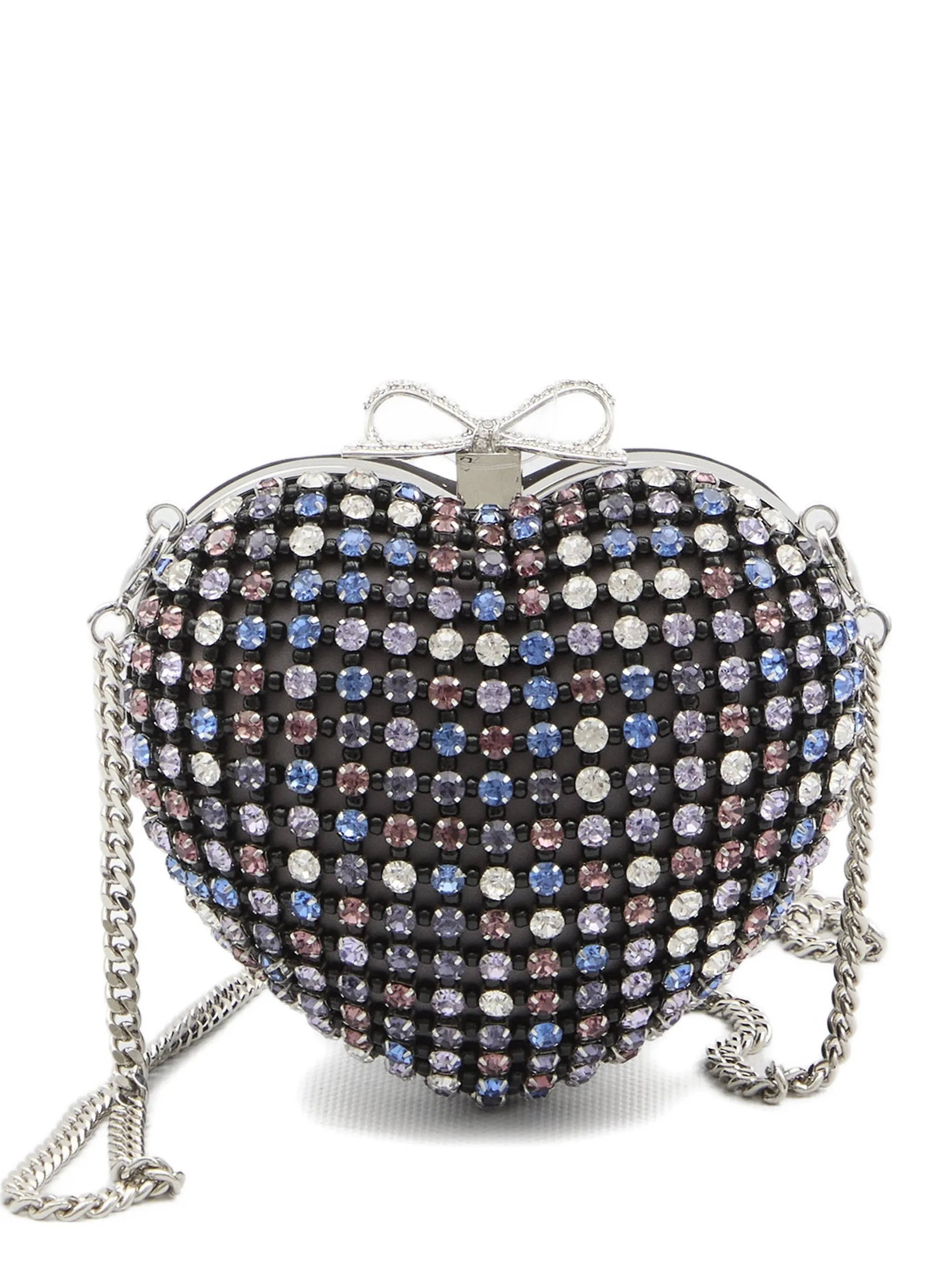 crystal-embellished heart clutch bag