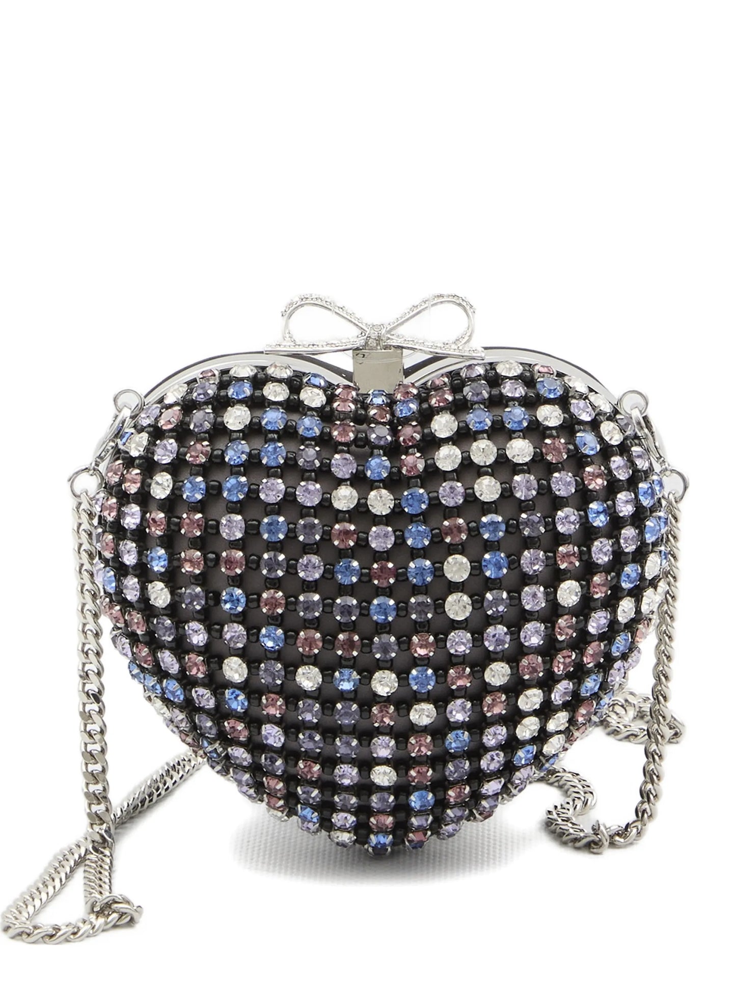 crystal-embellished heart clutch bag