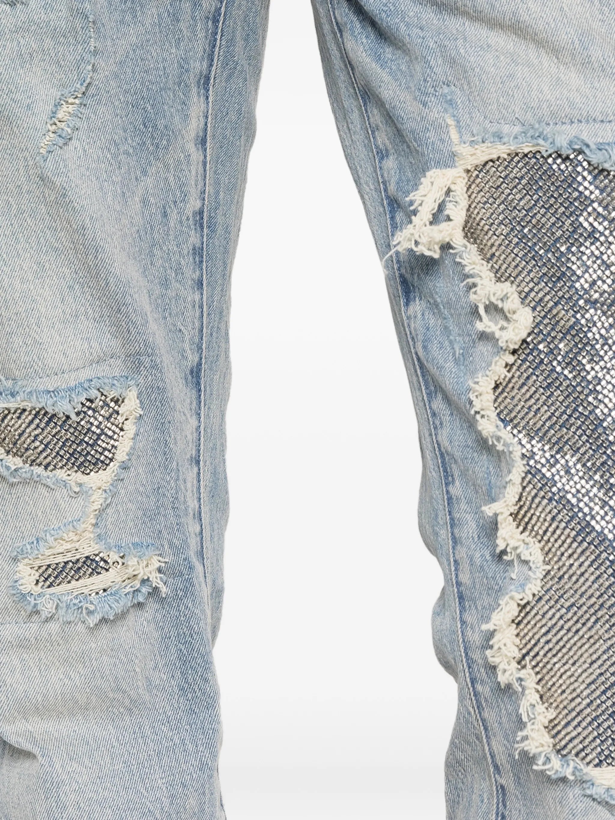 sequin-embellished denim jeans