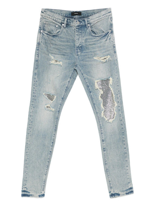 sequin-embellished denim jeans