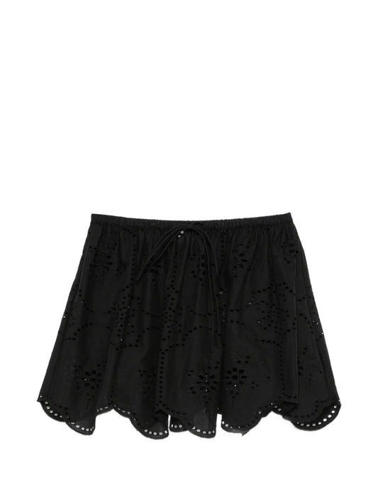 broderie scalloped-hem mini skirt