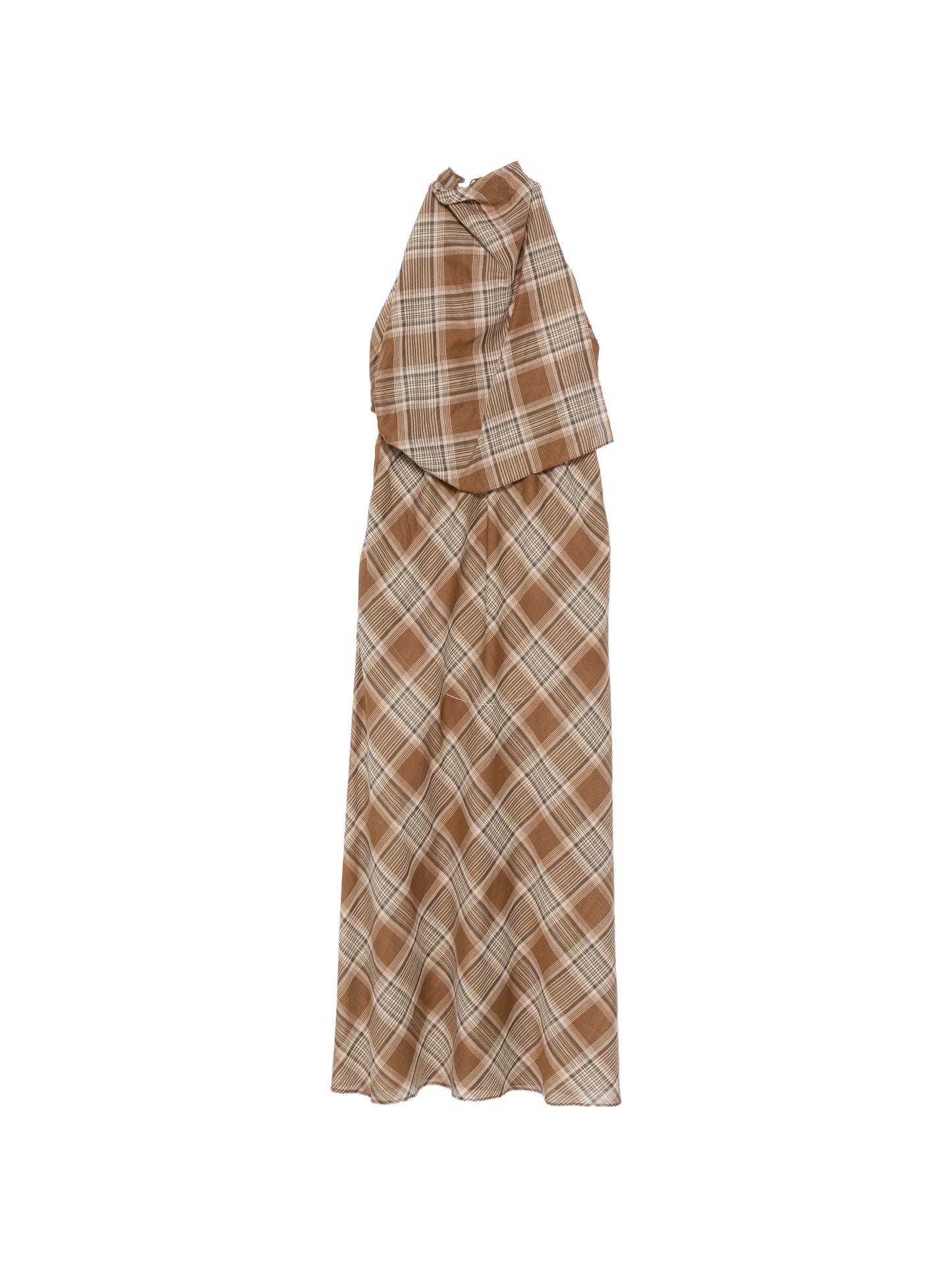 layered halterneck midi dress