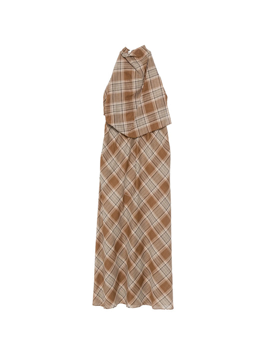 layered halterneck midi dress