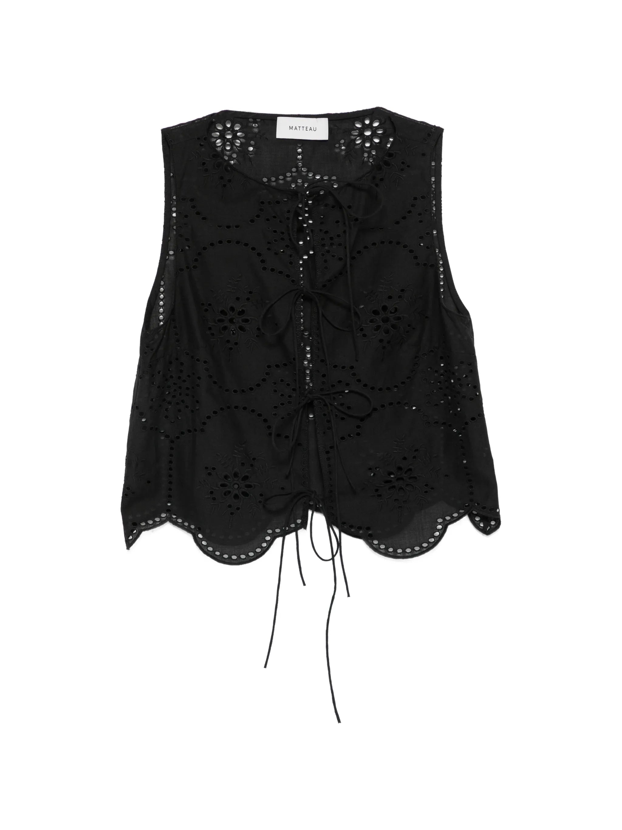 broderie-anglaise tie-fastening top
