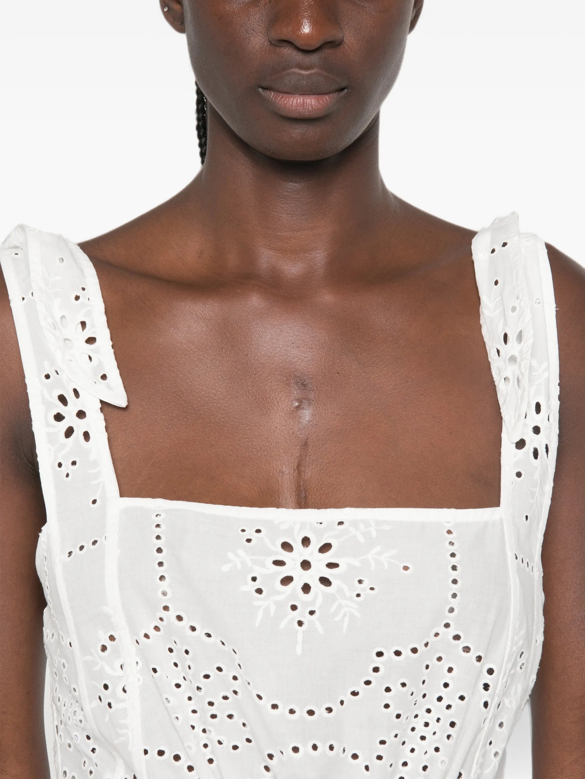 broderie-anglaise apron maxi dress