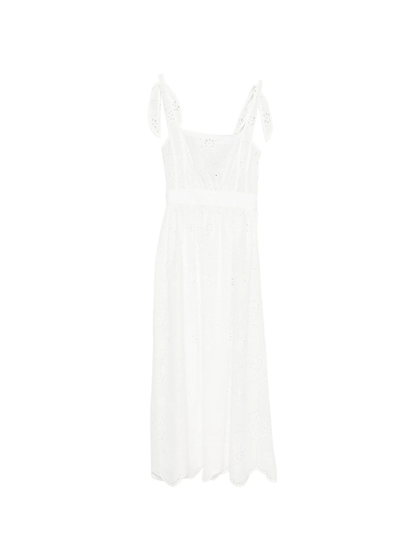 broderie-anglaise apron maxi dress