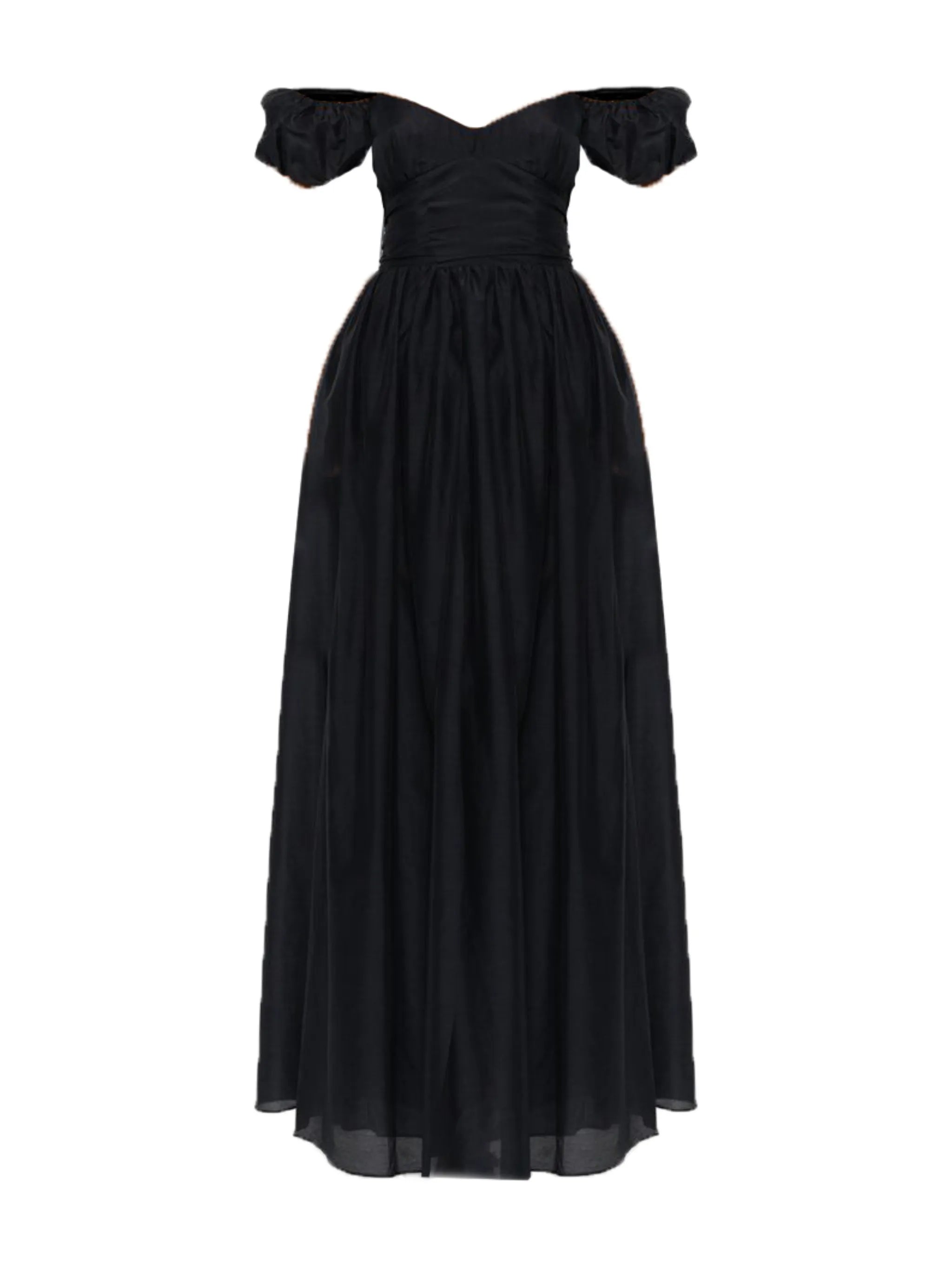 off-shoulder puffed-sleeve maxi dress