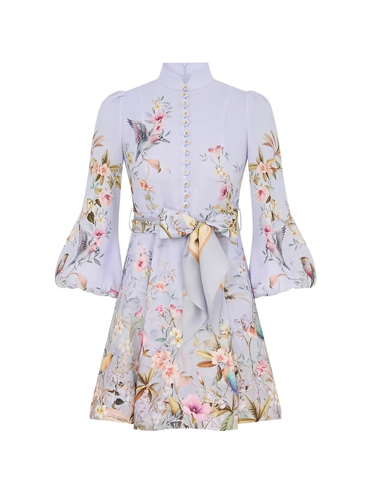 Rebellion button floral mini dress