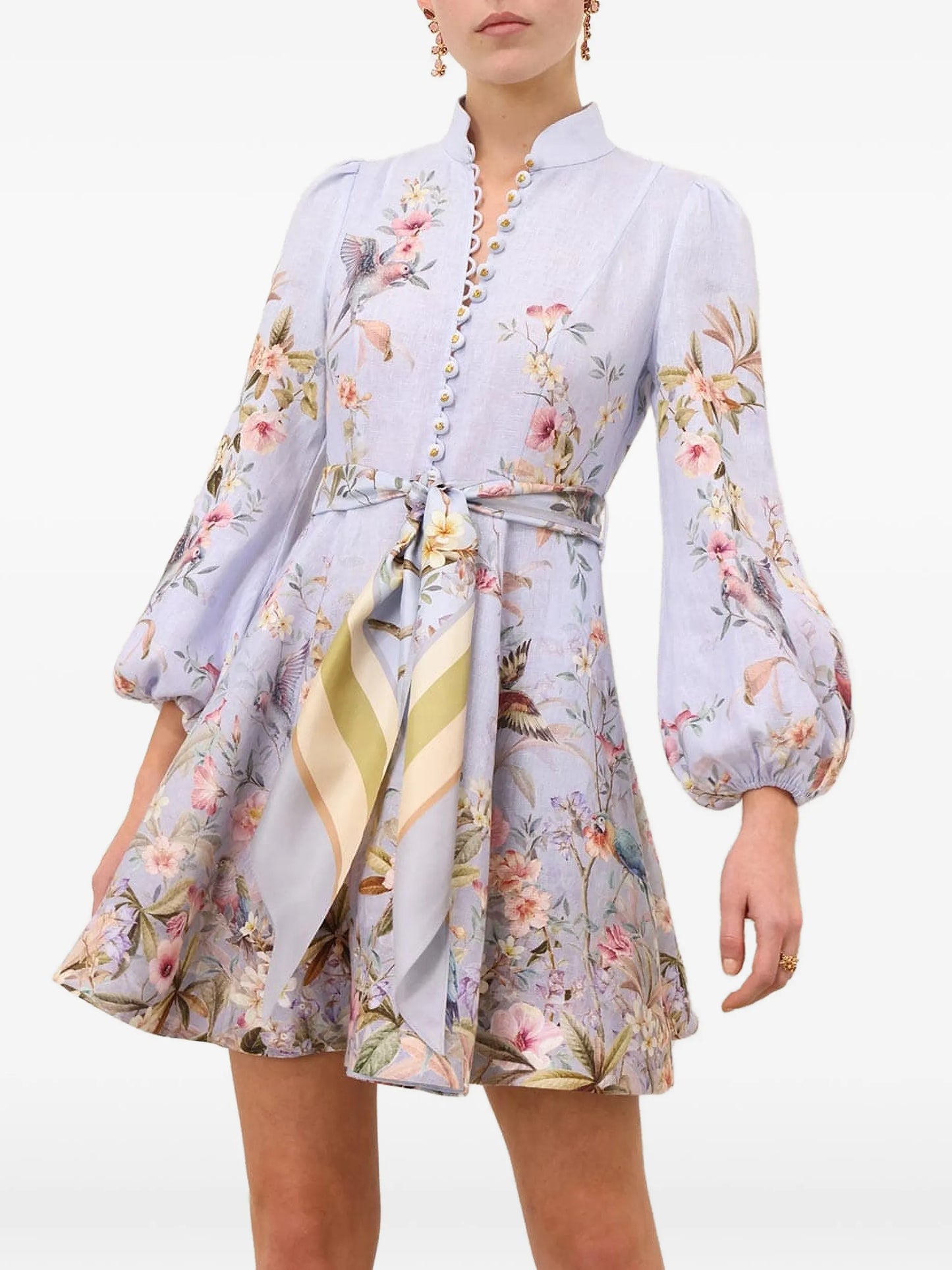 Rebellion button floral mini dress