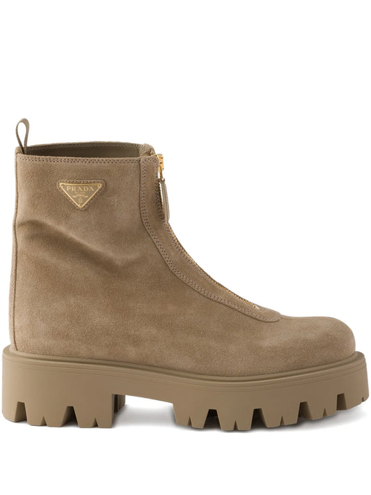 suede booties with zip