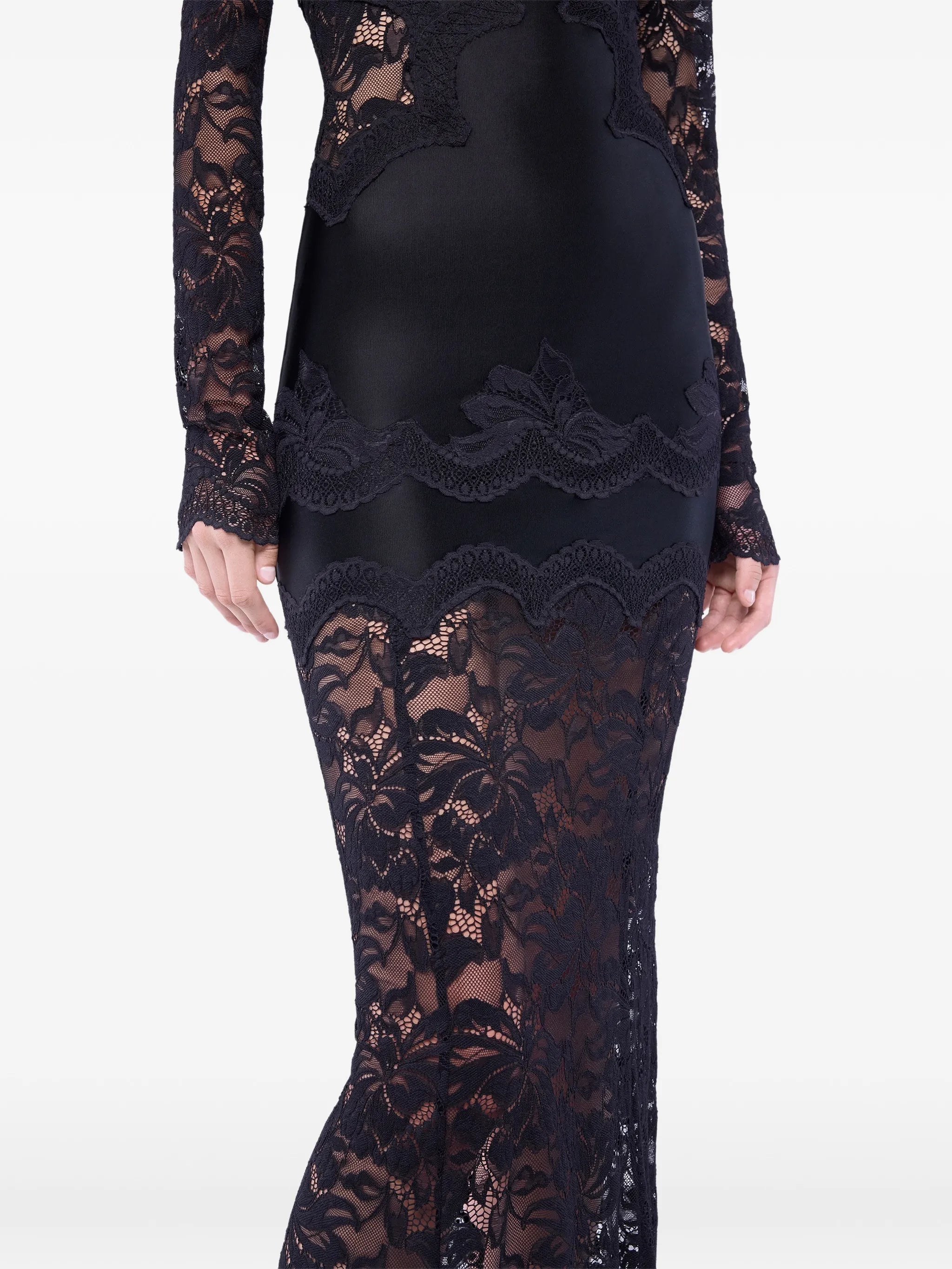 long-sleeve lace maxi dress