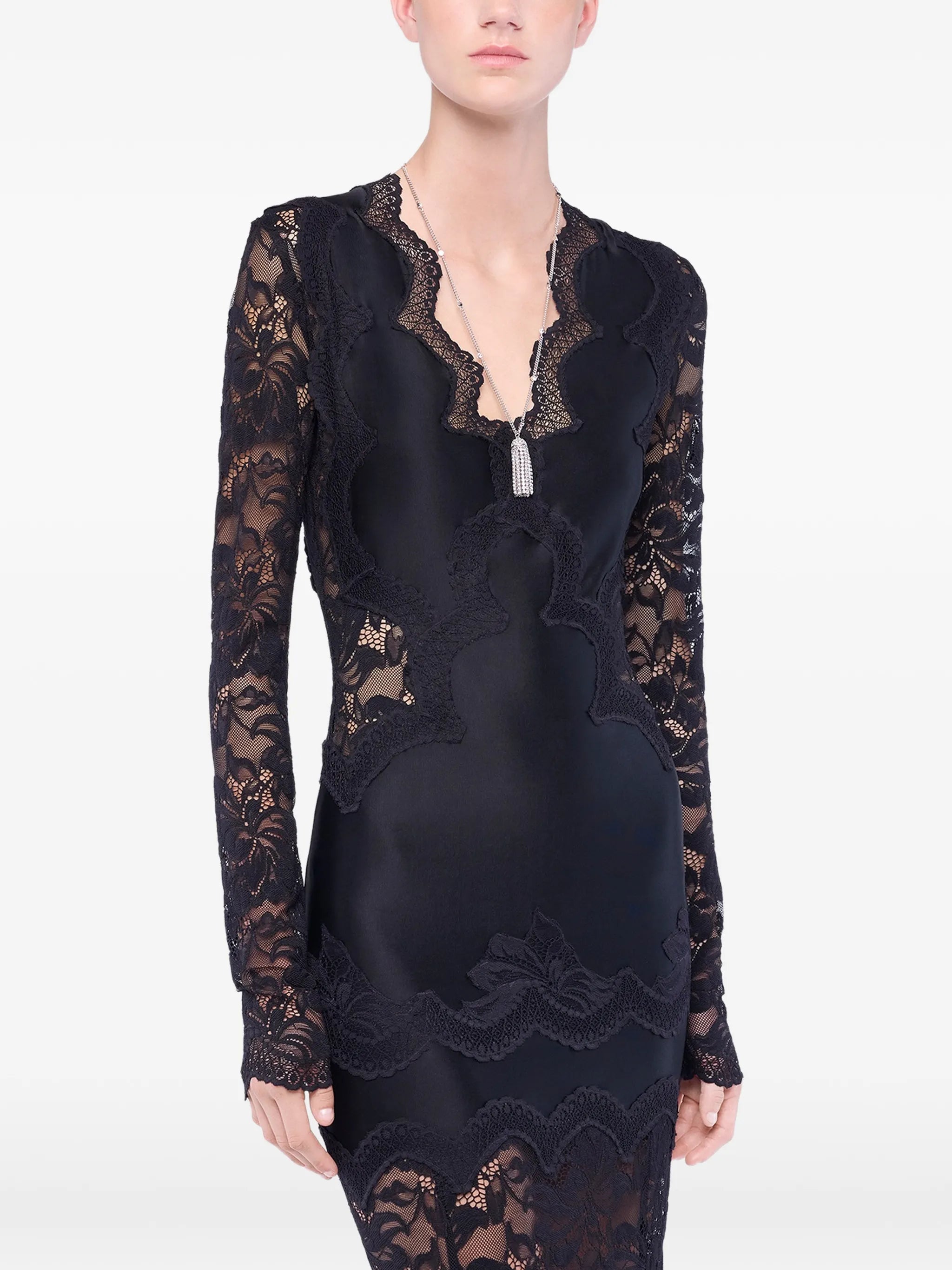 maxi long-sleeve lace dress