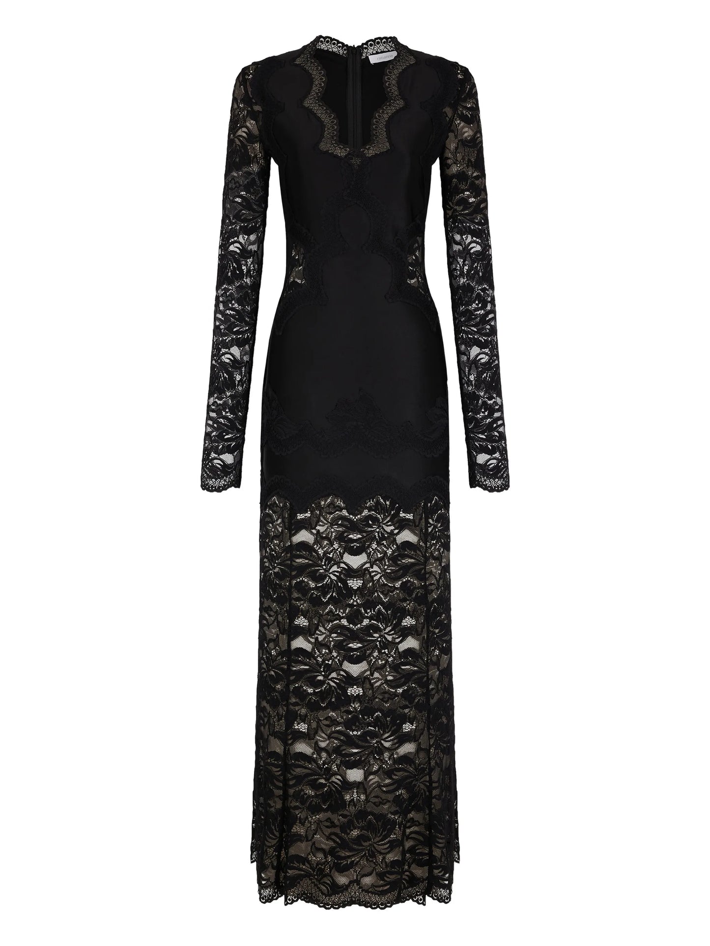 long-sleeve lace maxi dress