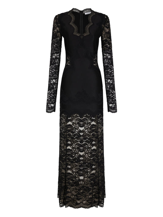 long-sleeve lace maxi dress