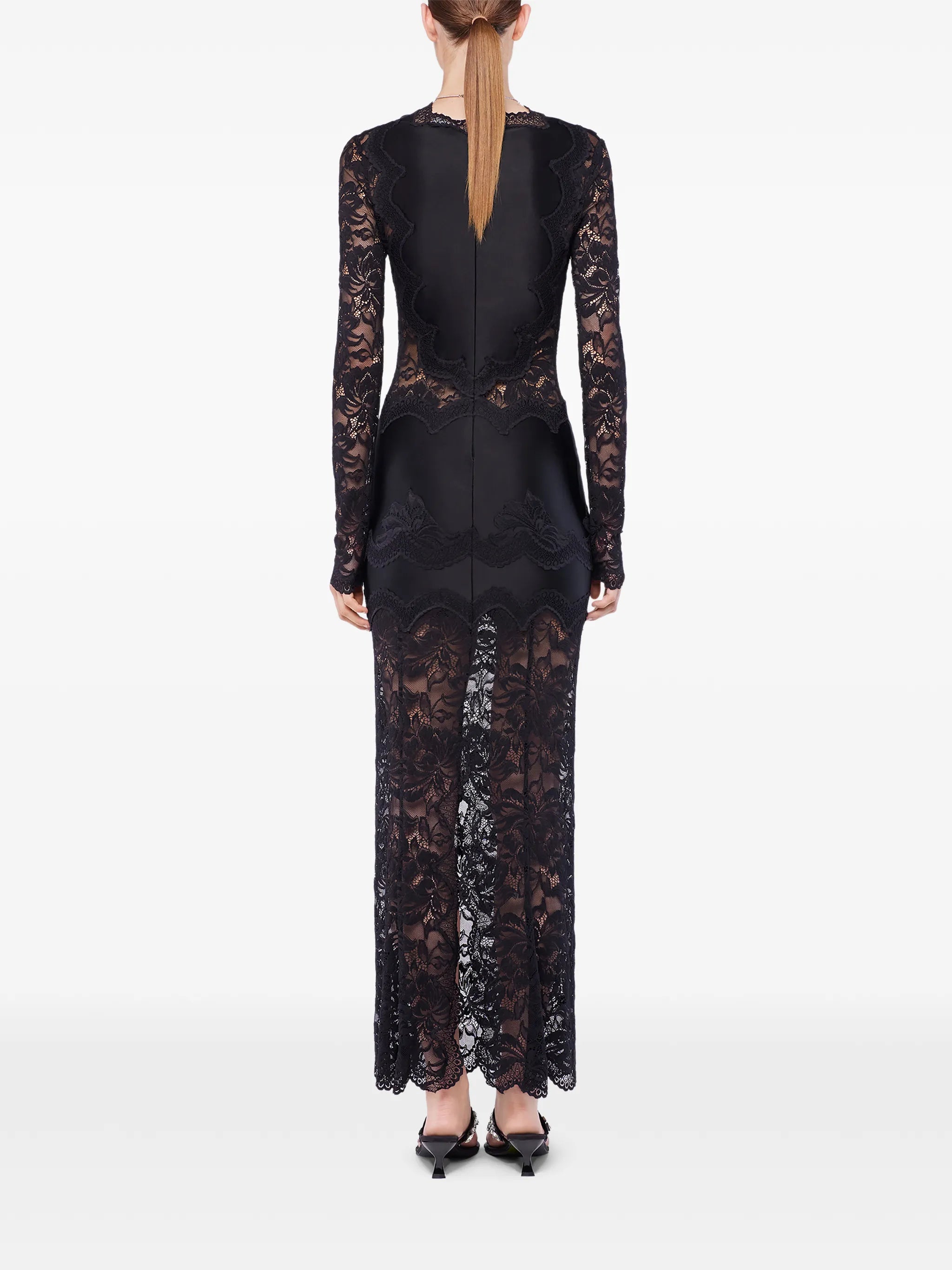 long-sleeve lace maxi dress