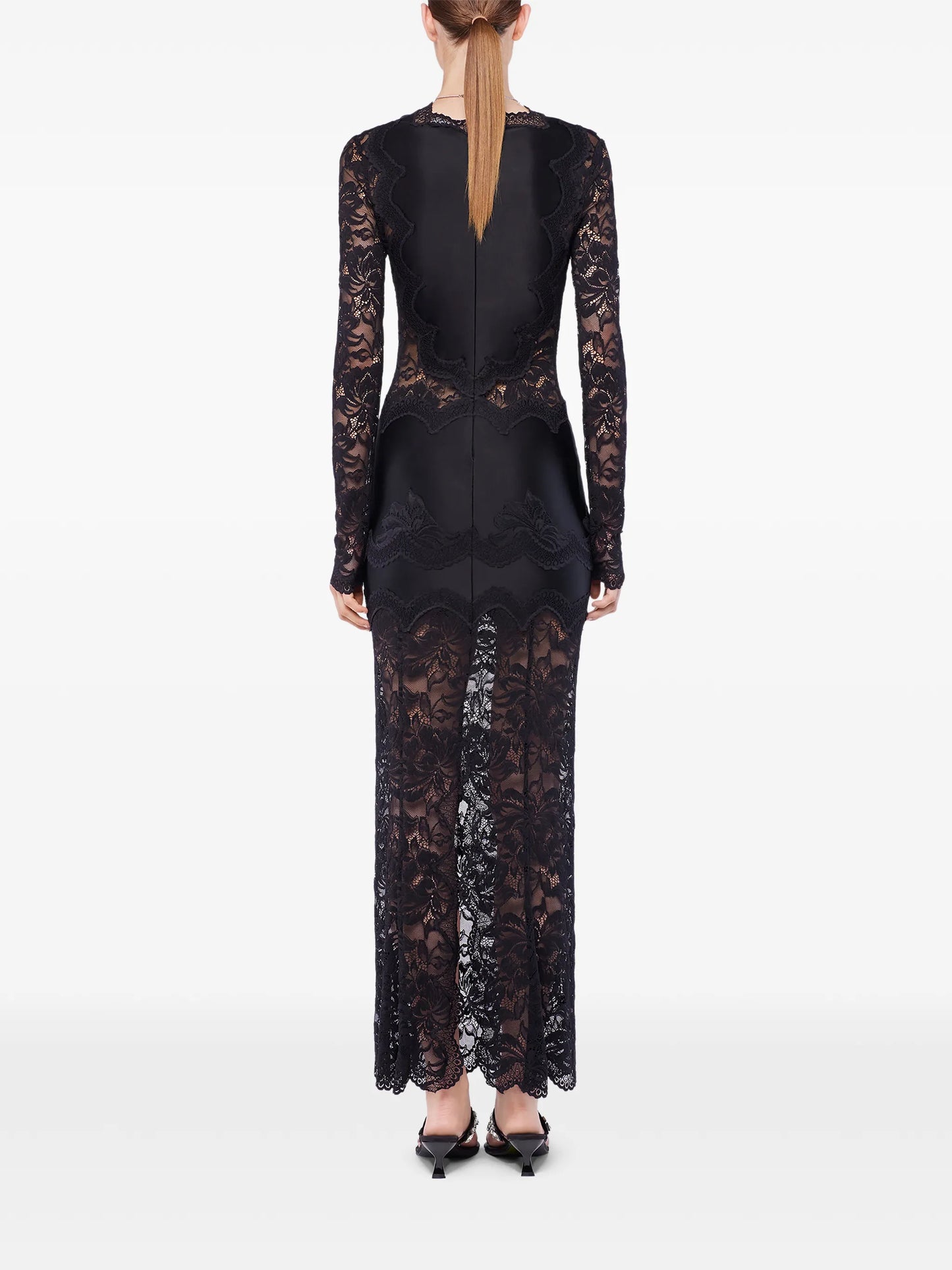 long-sleeve lace maxi dress