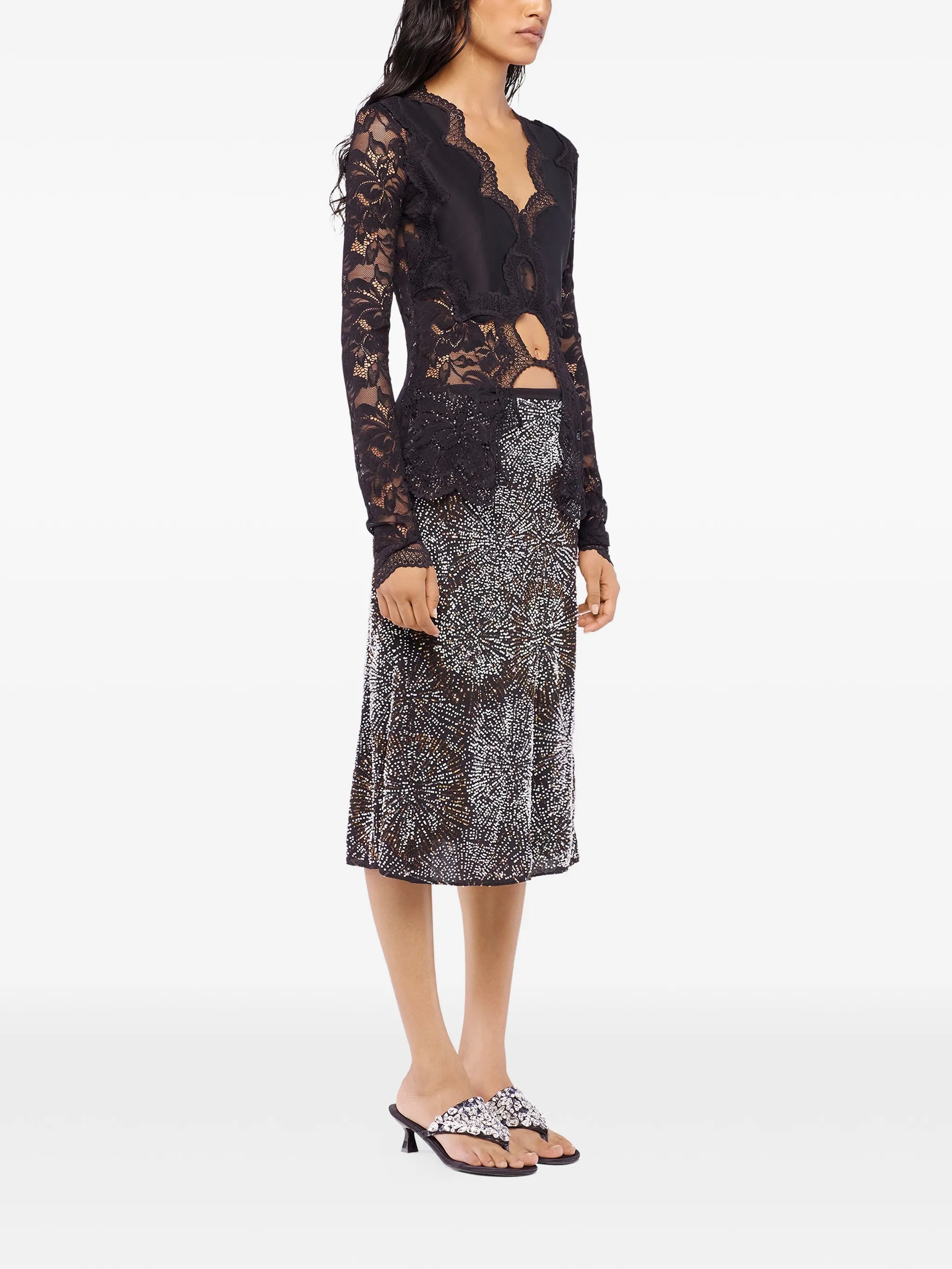 lace long-sleeve blouse