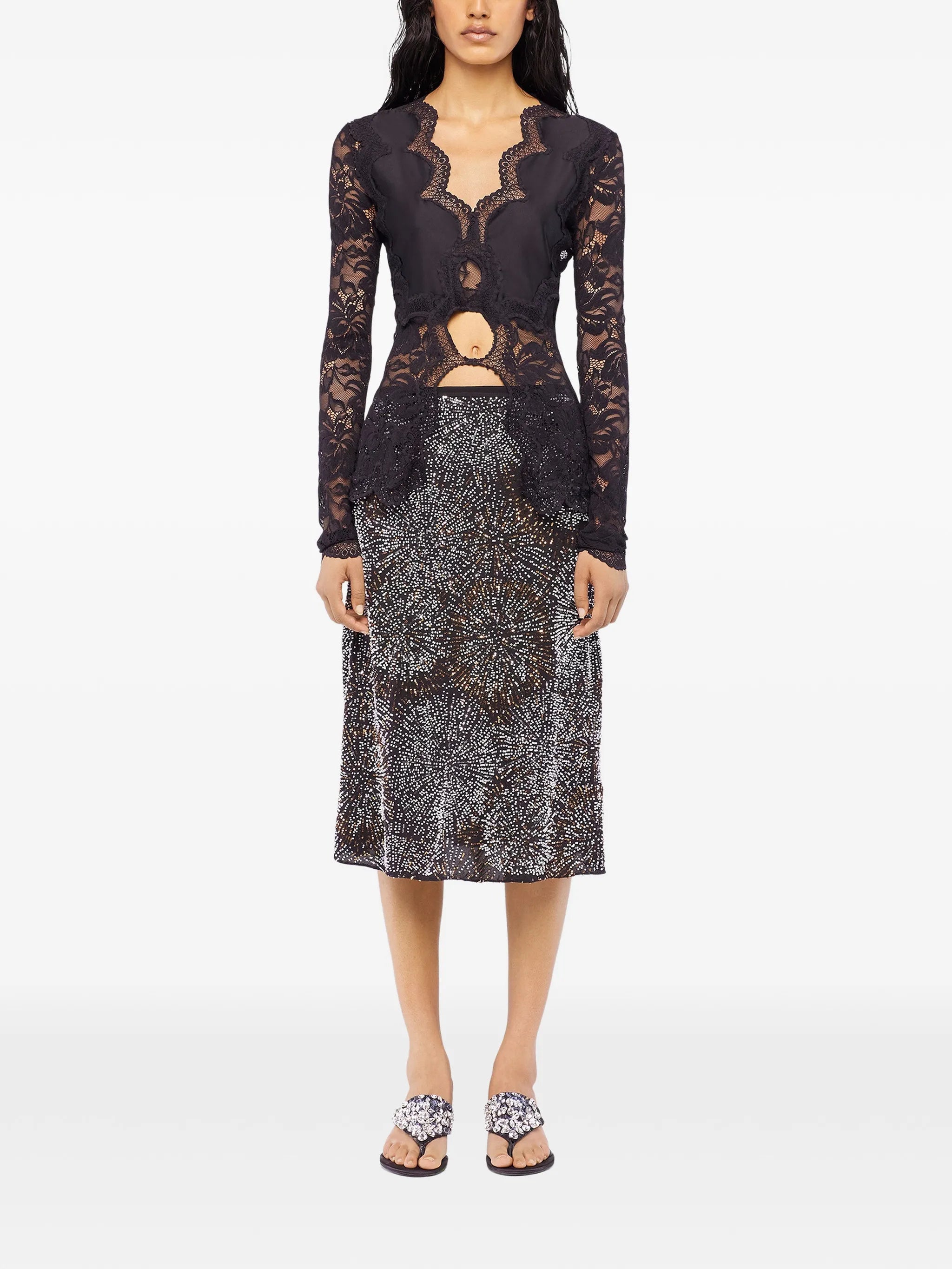 lace long-sleeve blouse