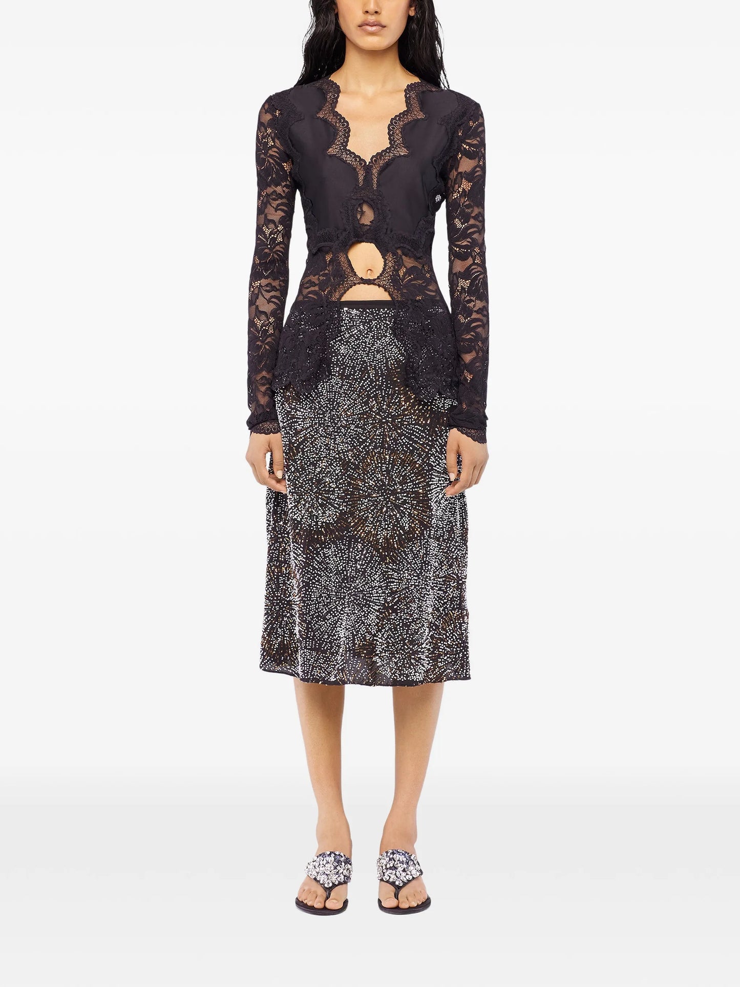 lace long-sleeve blouse