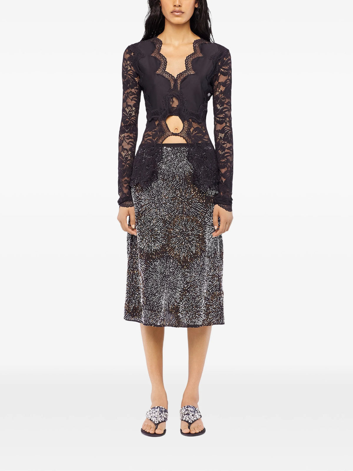 lace long-sleeve blouse