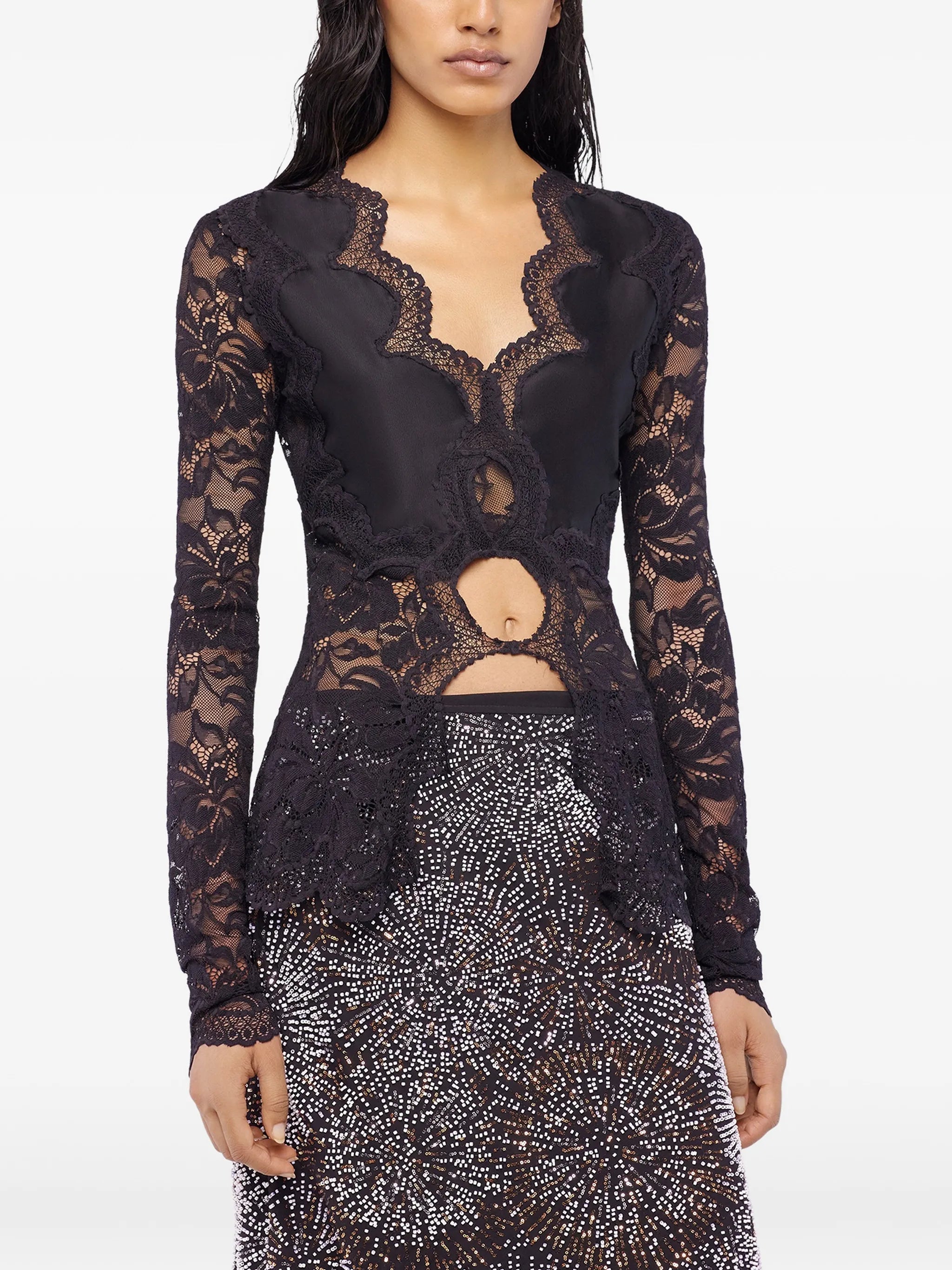 lace long-sleeve blouse