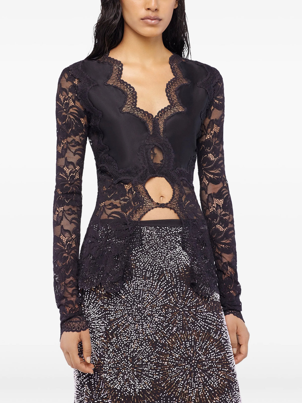 lace long-sleeve blouse