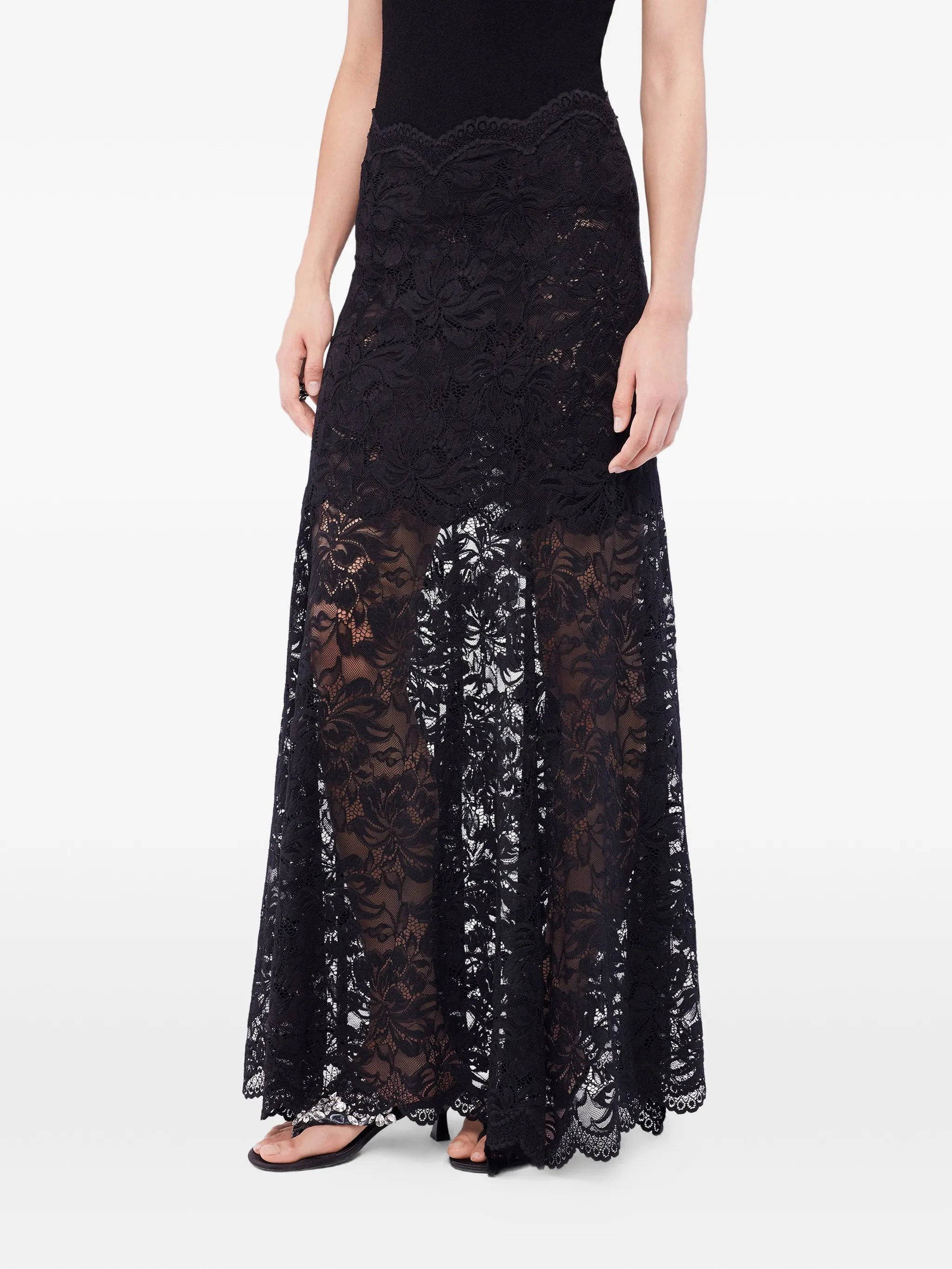 long flared lace skirt