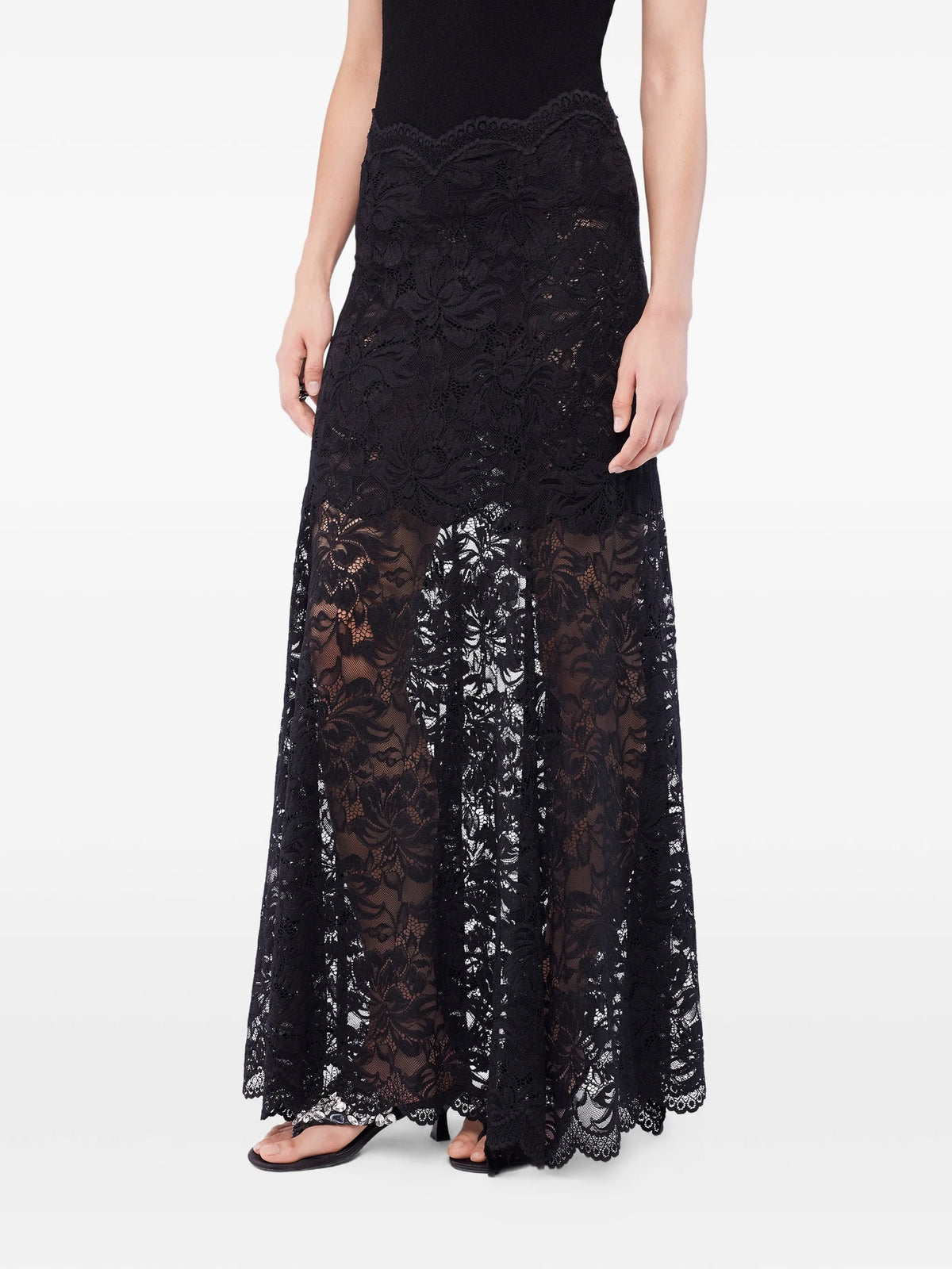 long flared lace skirt