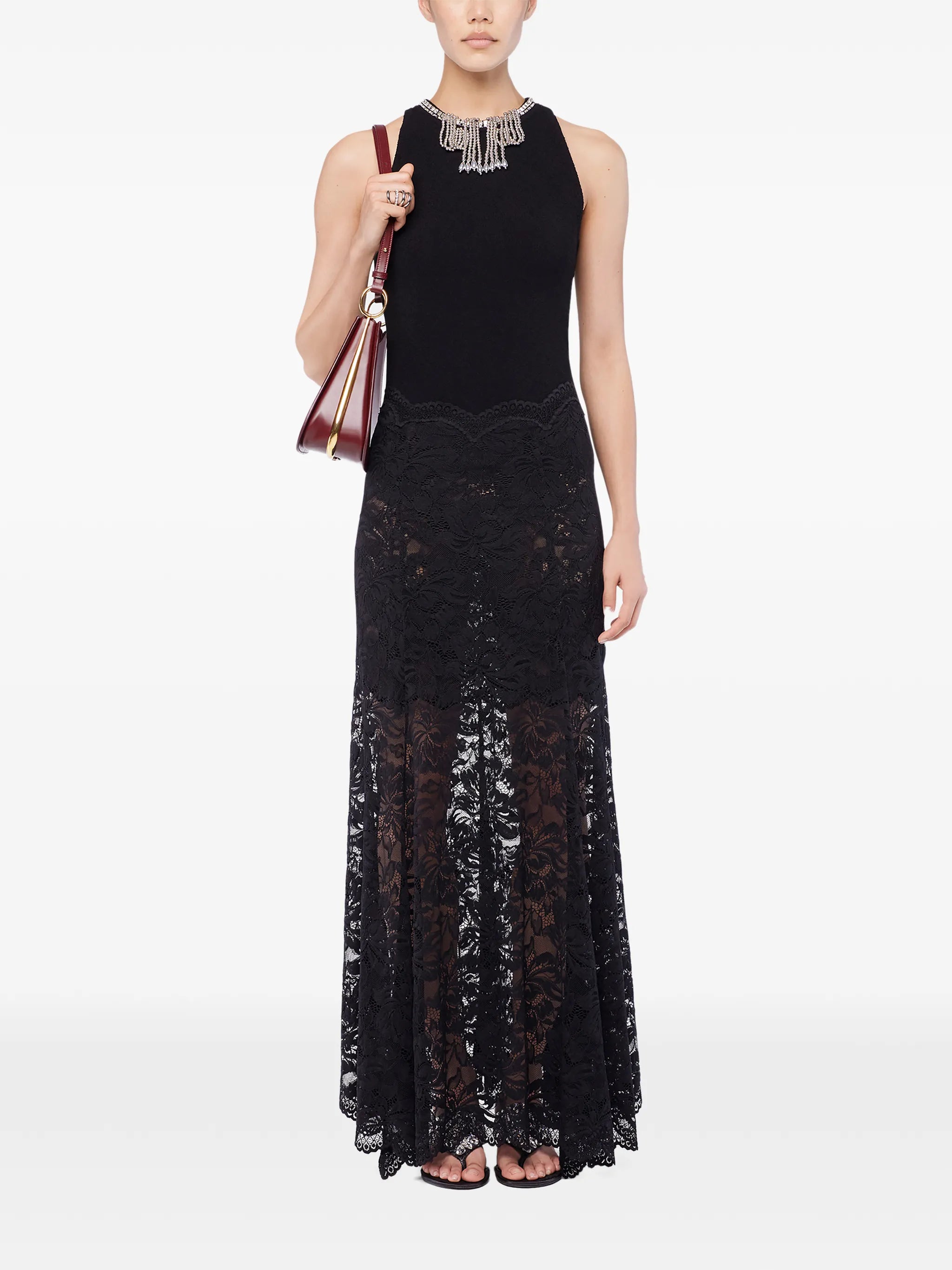 long flared lace skirt