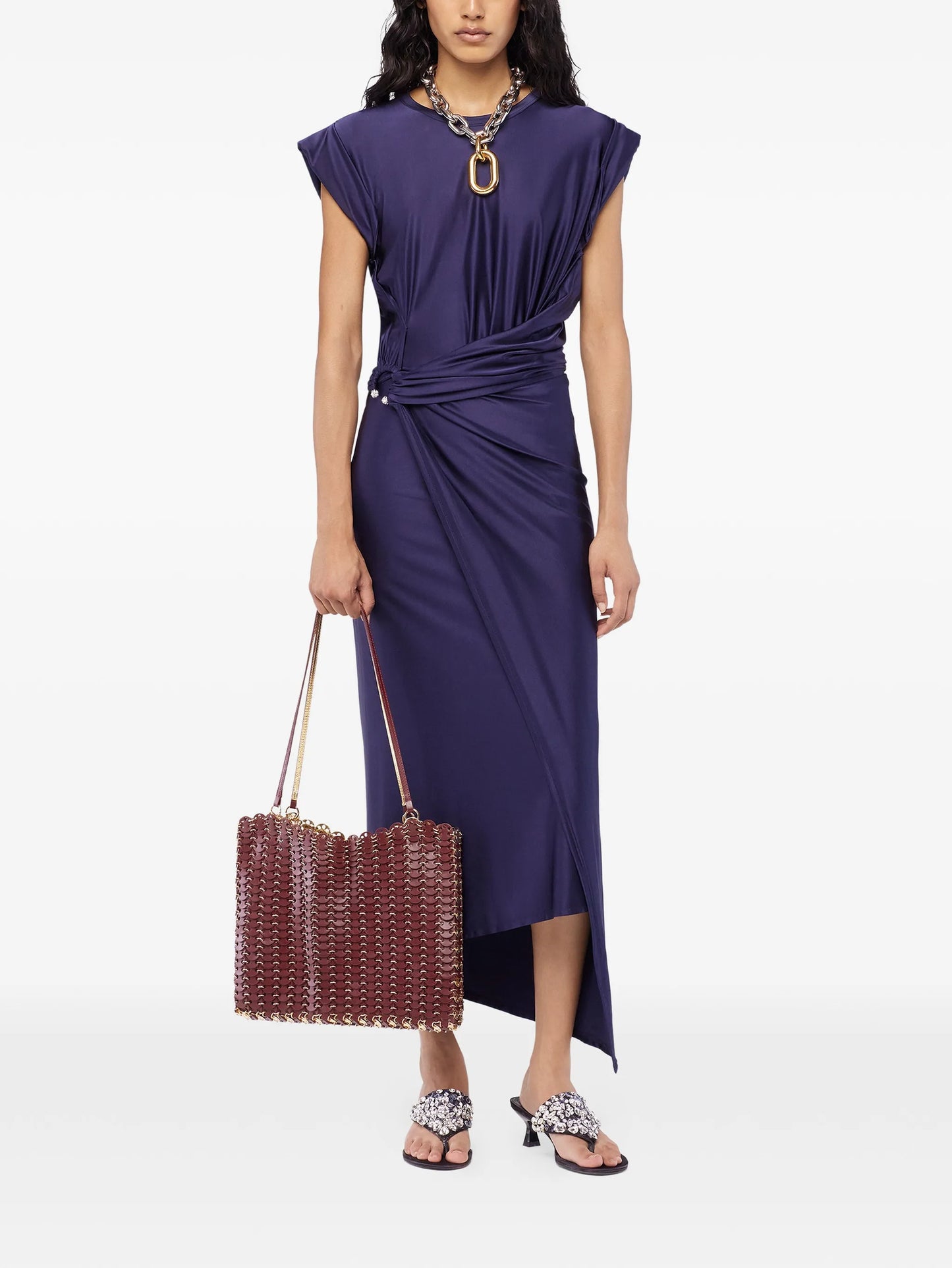 piercing-detail midi dress