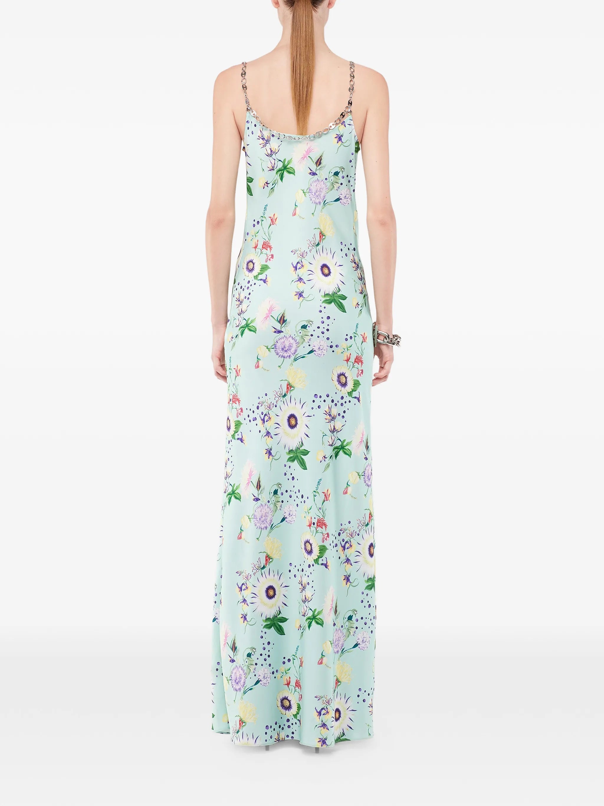 floral-print chain-detail maxi dress