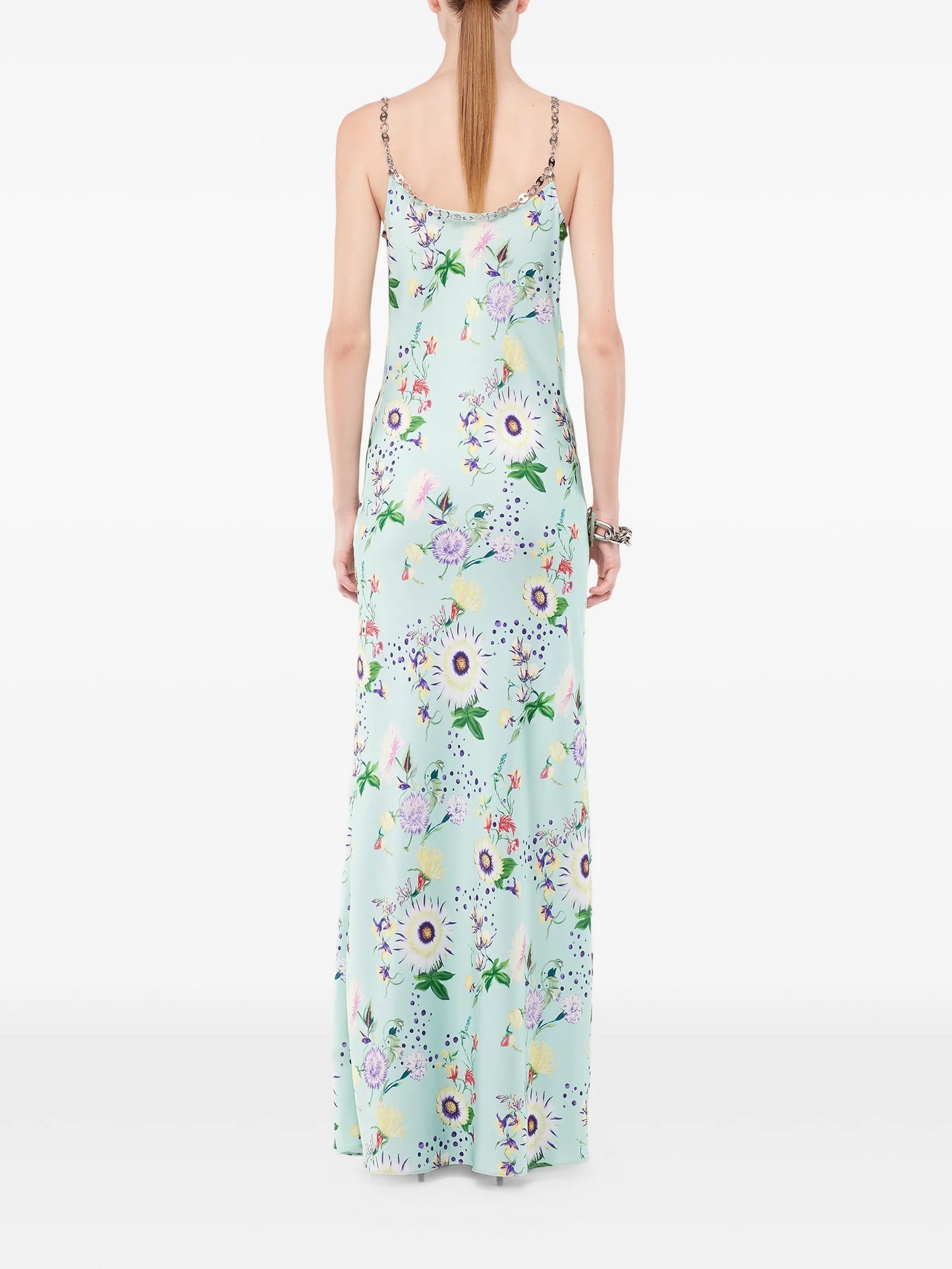 floral-print chain-detail maxi dress
