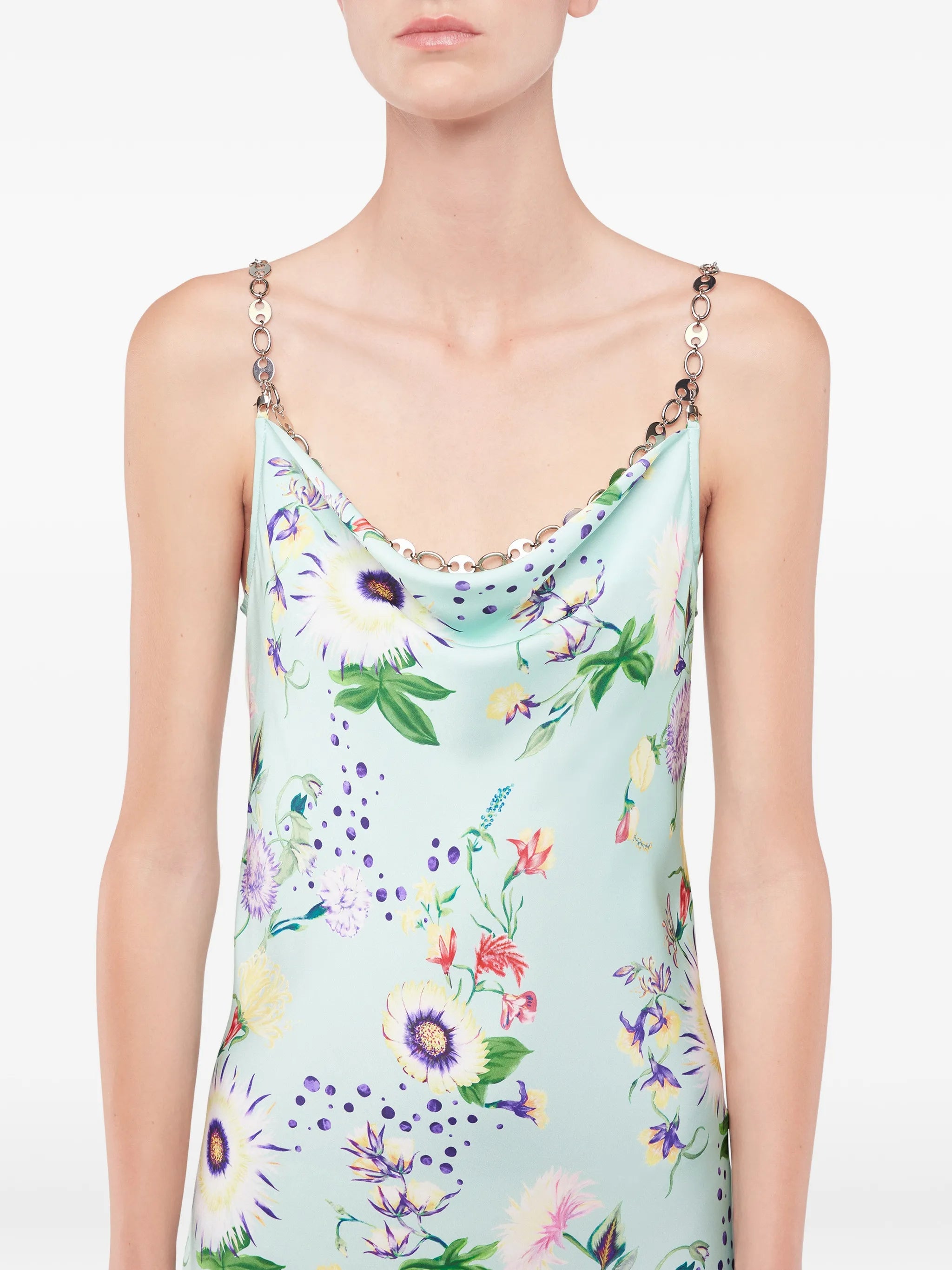 floral-print chain-detail maxi dress