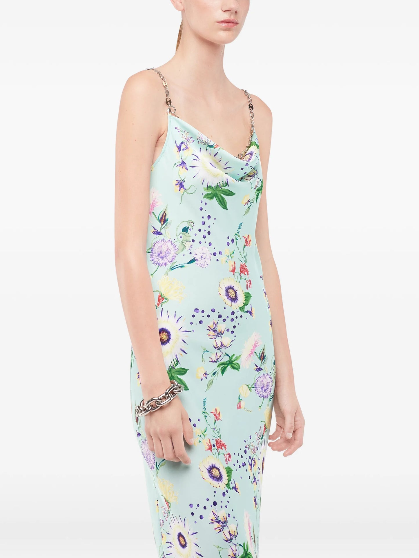 floral-print chain-detail maxi dress
